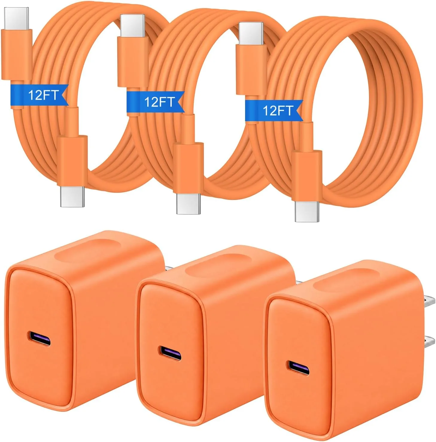 iPhone Duo Charger, iPhone 18 17 16 15 Charger Fast Charging 12FT-Orange