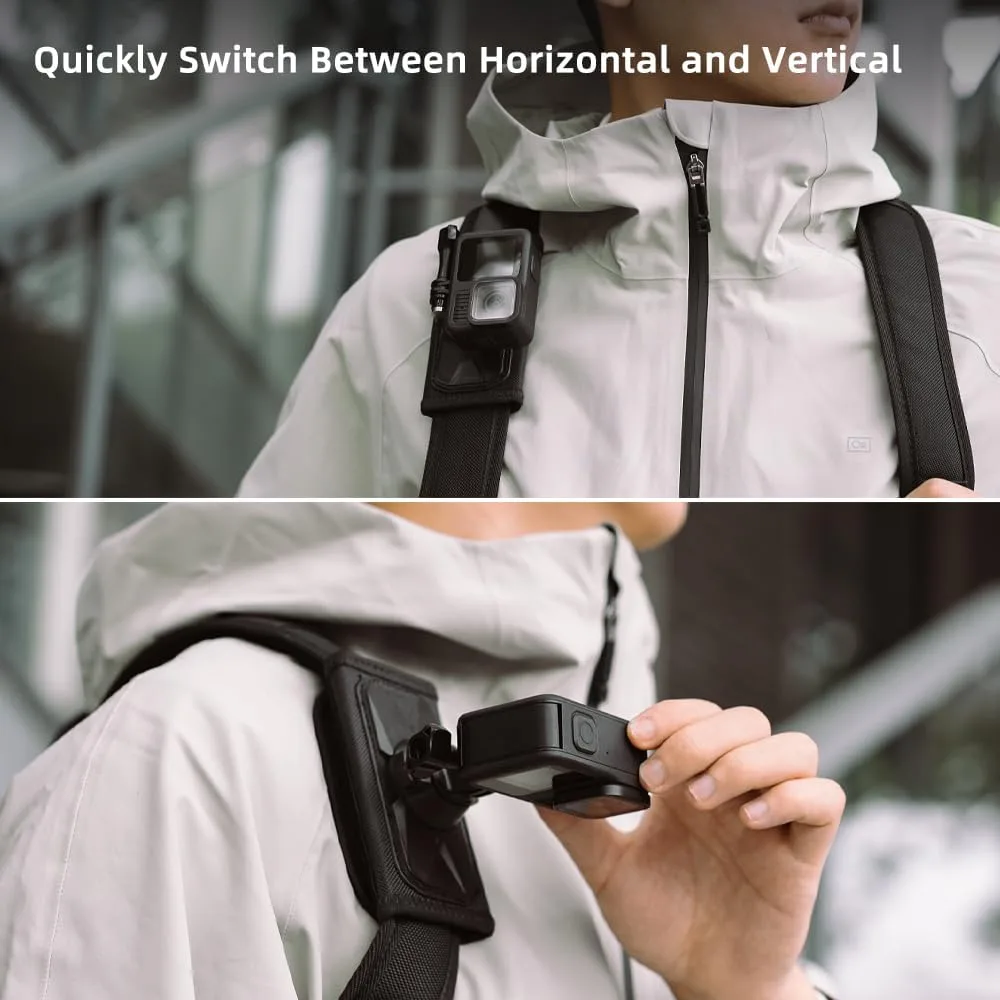 Quick Release Backpack Mount,360° Backpack Shoulder Strap Bag Clip Holder Compatible with DJI Osmo Action 6/5Pro/4/3,GoPro Hero 13/12/11/10/9/8/7/(2018)/6/5 Black and More