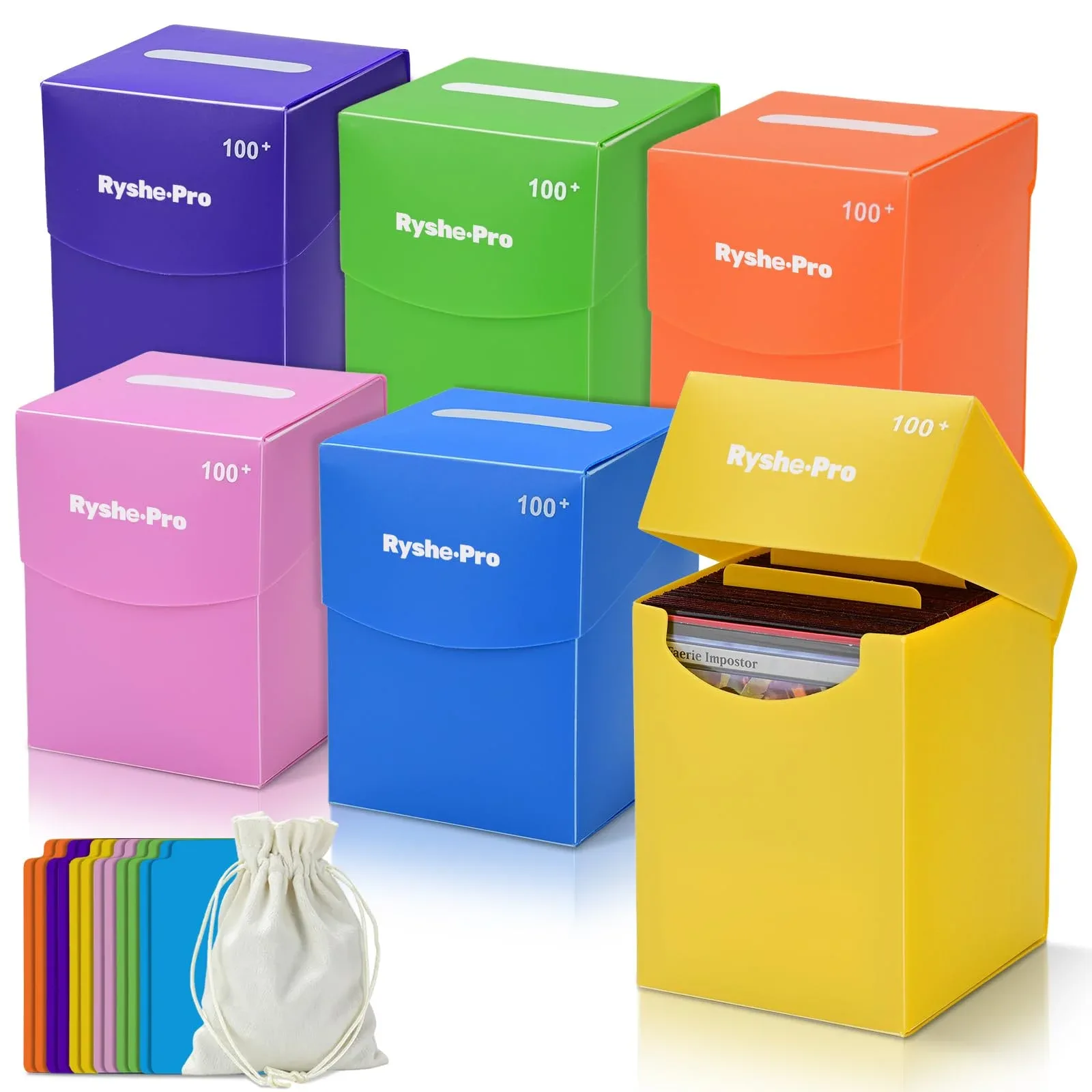 Pack 6 Cajas Deck Box Multicolor para MTG/PTCG 100+ Cartas Doble Funda