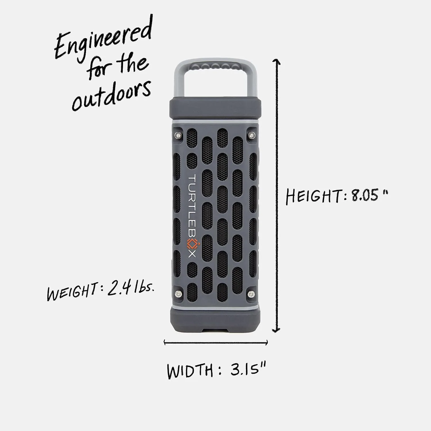 Turtlebox Ranger Bluetooth Speaker. Ultra-Portable, Waterproof, Gray
