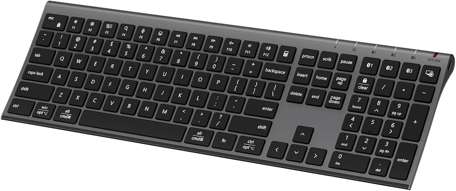 iClever BK10 Max Bluetooth Keyboard for Mac, Slim Full-Size Layout, Gray