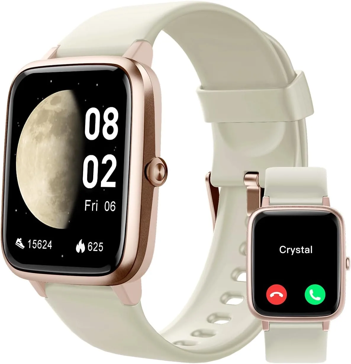 GRV Smart Watch for Men Women, Bluetooth Call, for iPhone Android Milky