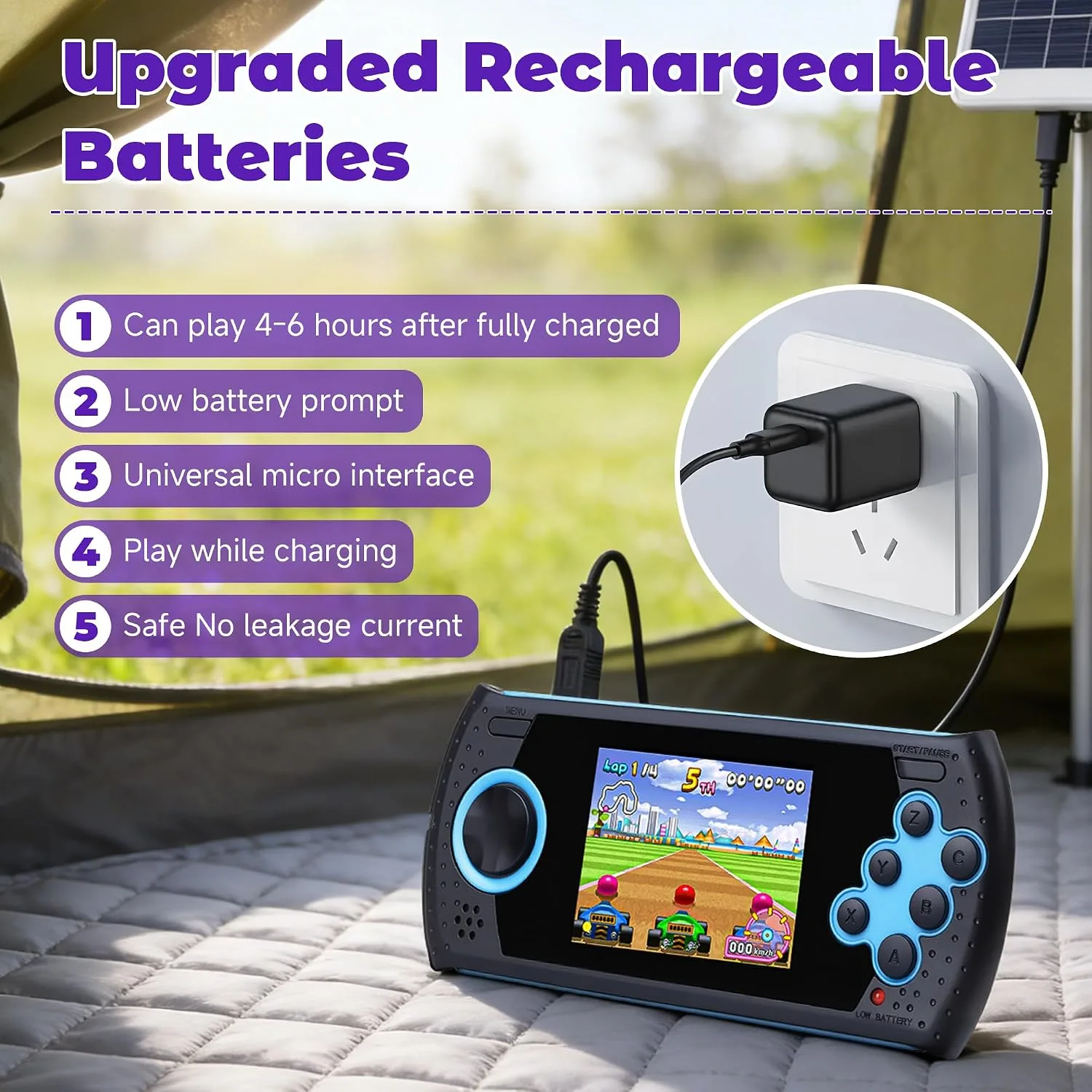 16 Bit Handheld Game for Kids Built-in 230 HD Classic Retro Video Games USB Rechargeable 3.0 Inch Childrens Travel Electronics Toys Portable Gaming Player System Gift for Boys Girls Ages 4-8-12