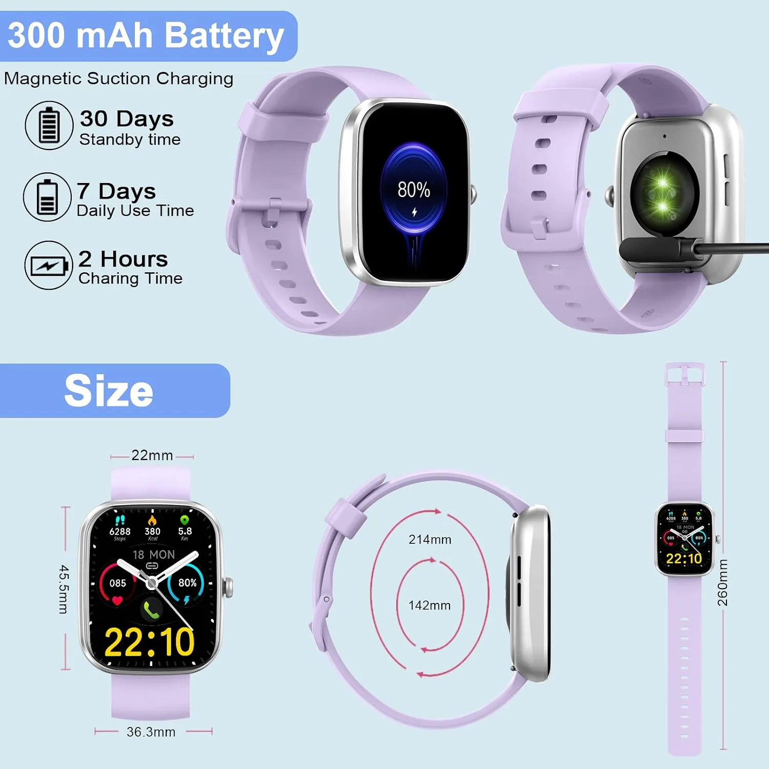 Smart Watch for Men Women, 1.91"Smartwatch (Answer/Make Call) Purple