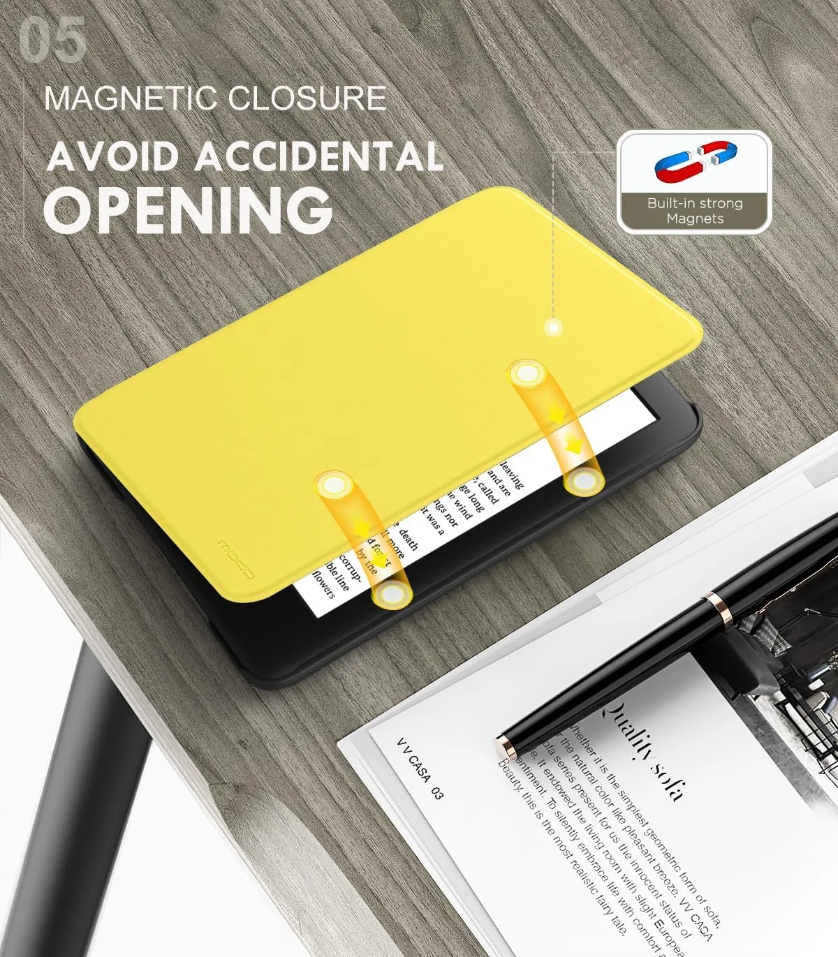 MoKo Case for 6" Amazon Kindle Basic 11th Gen 2024/2022, Light Yellow