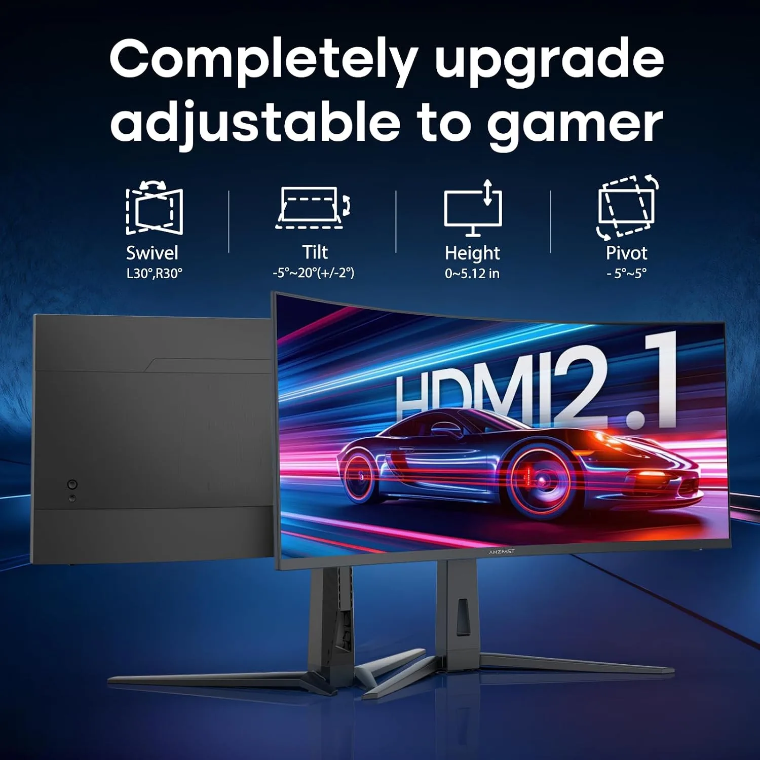 Amzfast 34 Inch Curved Gaming Monitor 200Hz UWQHD (3440x1440), AMZG34C8