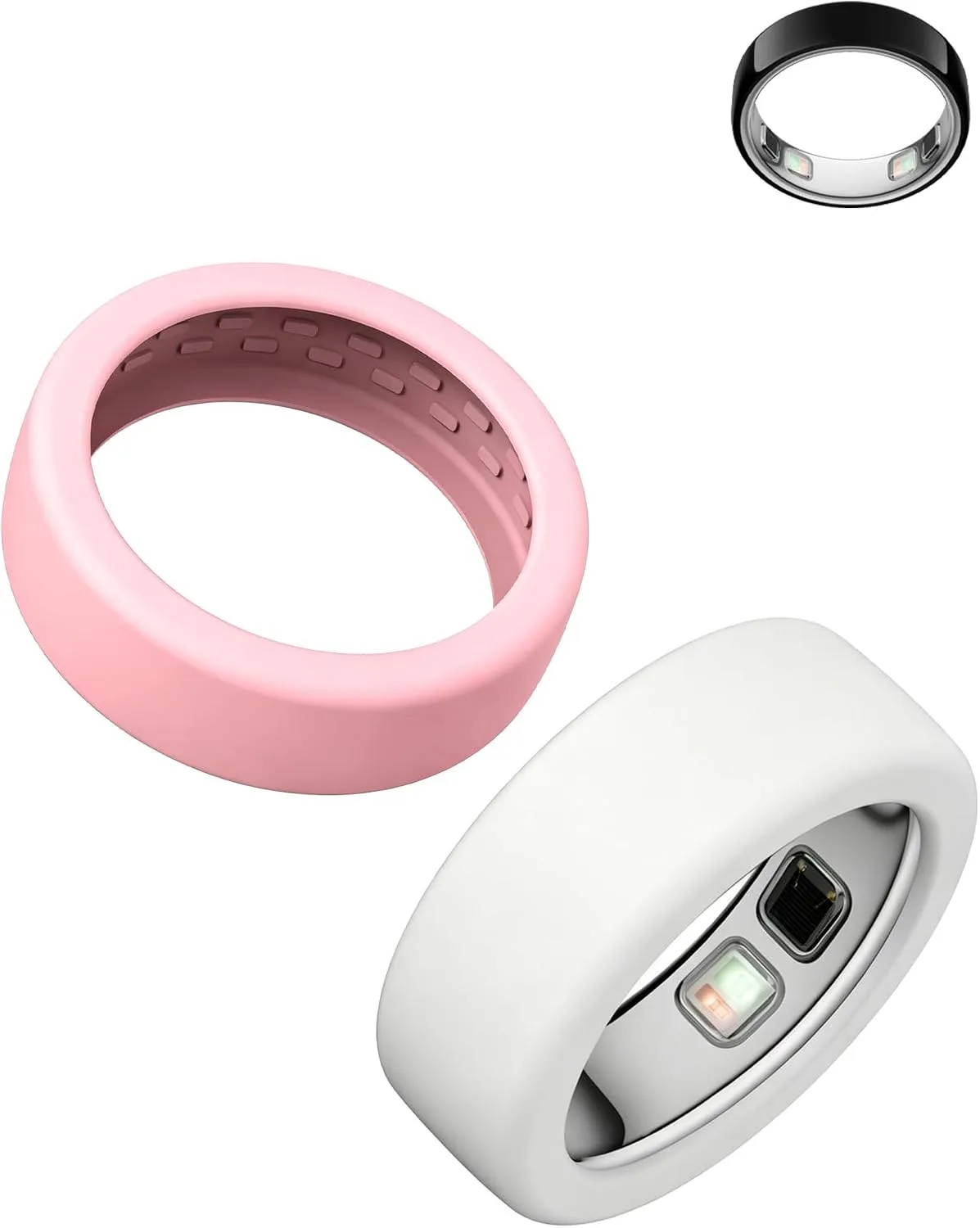 Silicone Case for Oura Ring 5, 2-Pack, S (6-9), Pink+ White