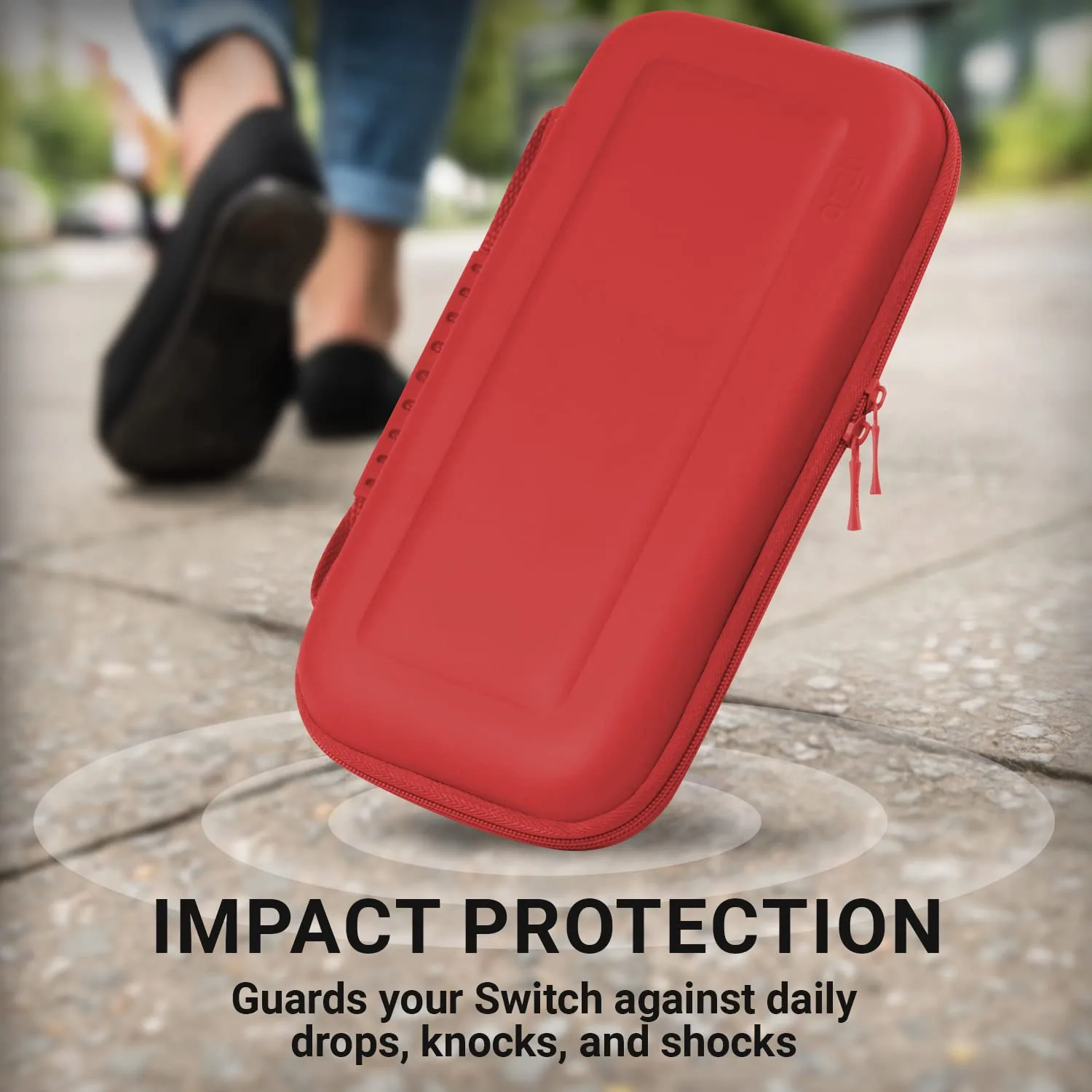 Orzly Carrying case for Switch OLED and Switch Console - Red Protective Hard Portable Travel case Shell Pouch for Switch Console & Accessories