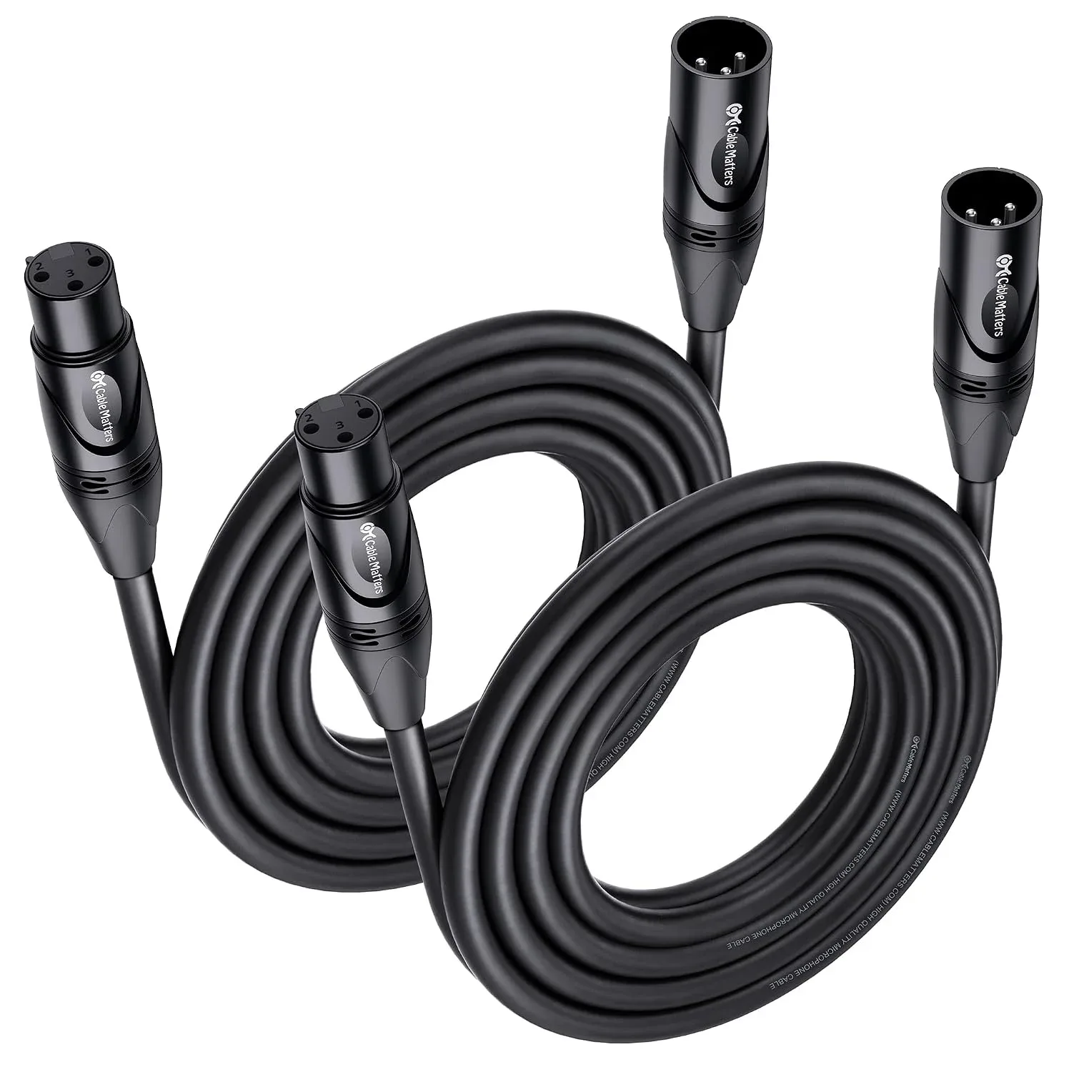 Cable Matters 2-Pack Premium XLR to XLR Cable, Microphone Cable, M-F, 15ft
