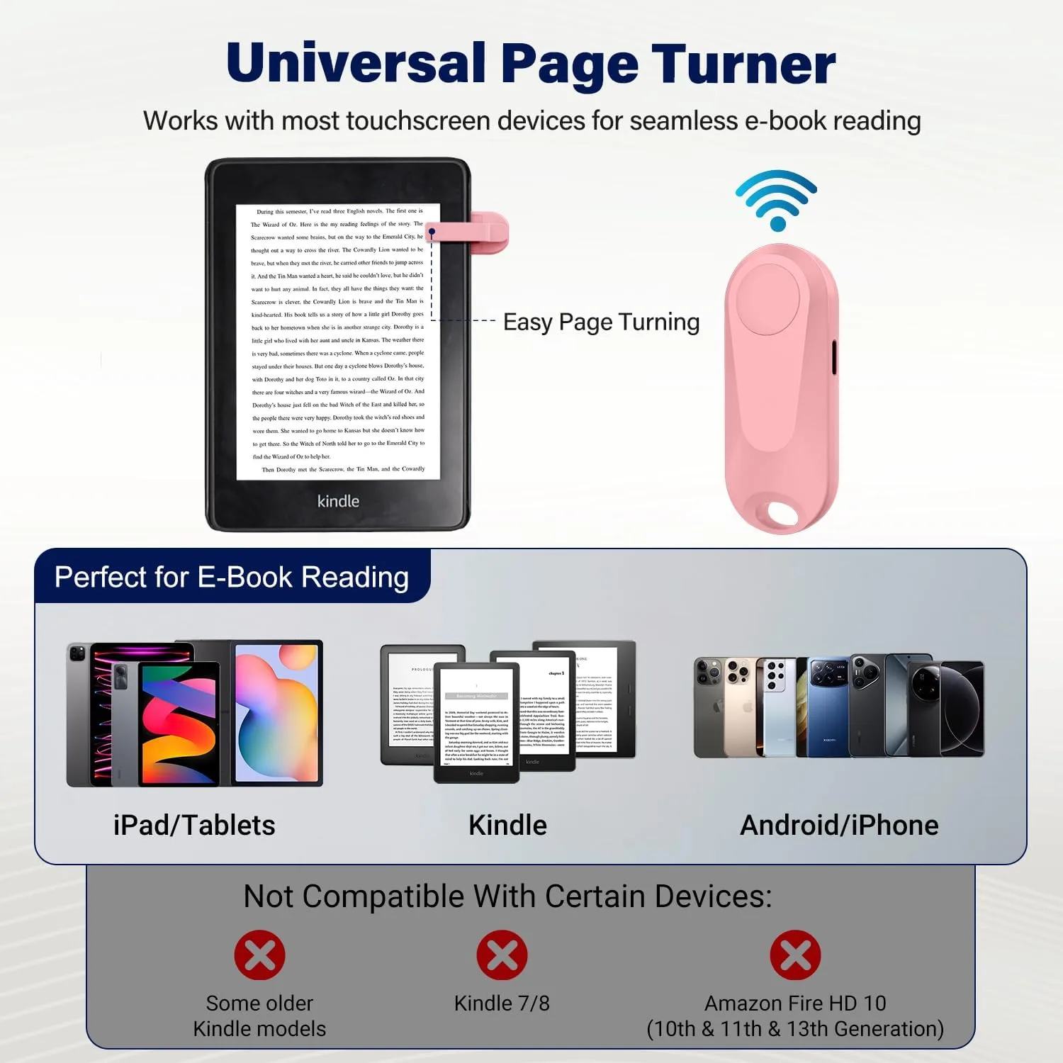 Page Turner for Kindle Remote Control for iPhone iPad Tablets eReaders
