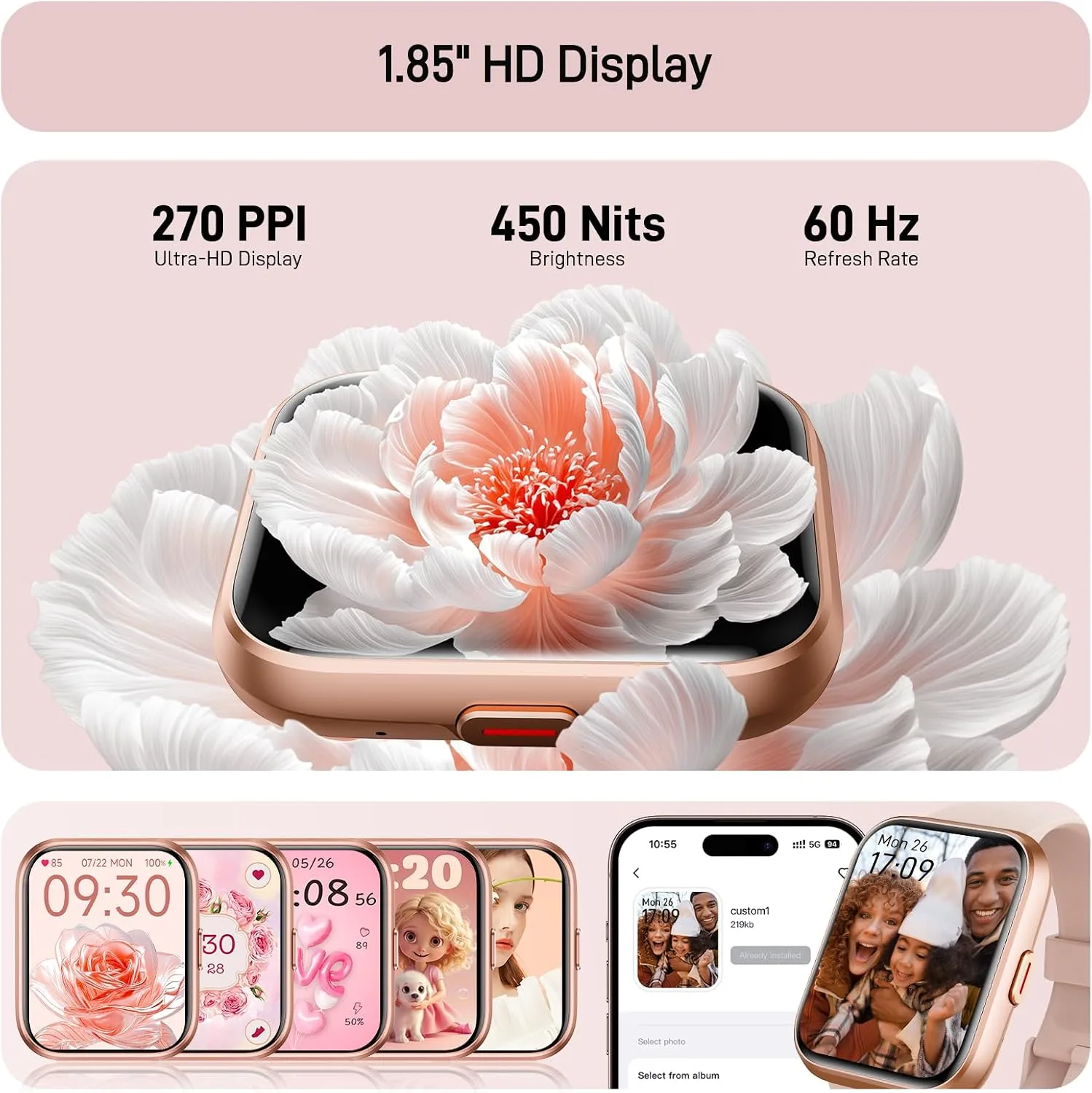 Tensky Smart Watch for Women Android & iPhone, Alexa Built-in, 1.8" Touch Screen Fitness Tracker with Answer/Make Calls, 3ATM Waterproof Heart Rate/Sleep/SpO2 Monitor, Pedometer, 100+ Sport Modes