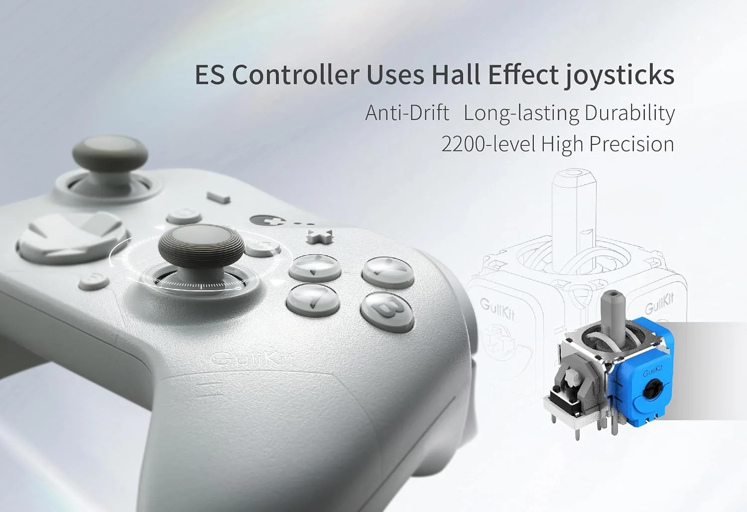 GuliKit ES Wireless PC Controller –3.25ms Low Latency,Hall Effect Joysticks