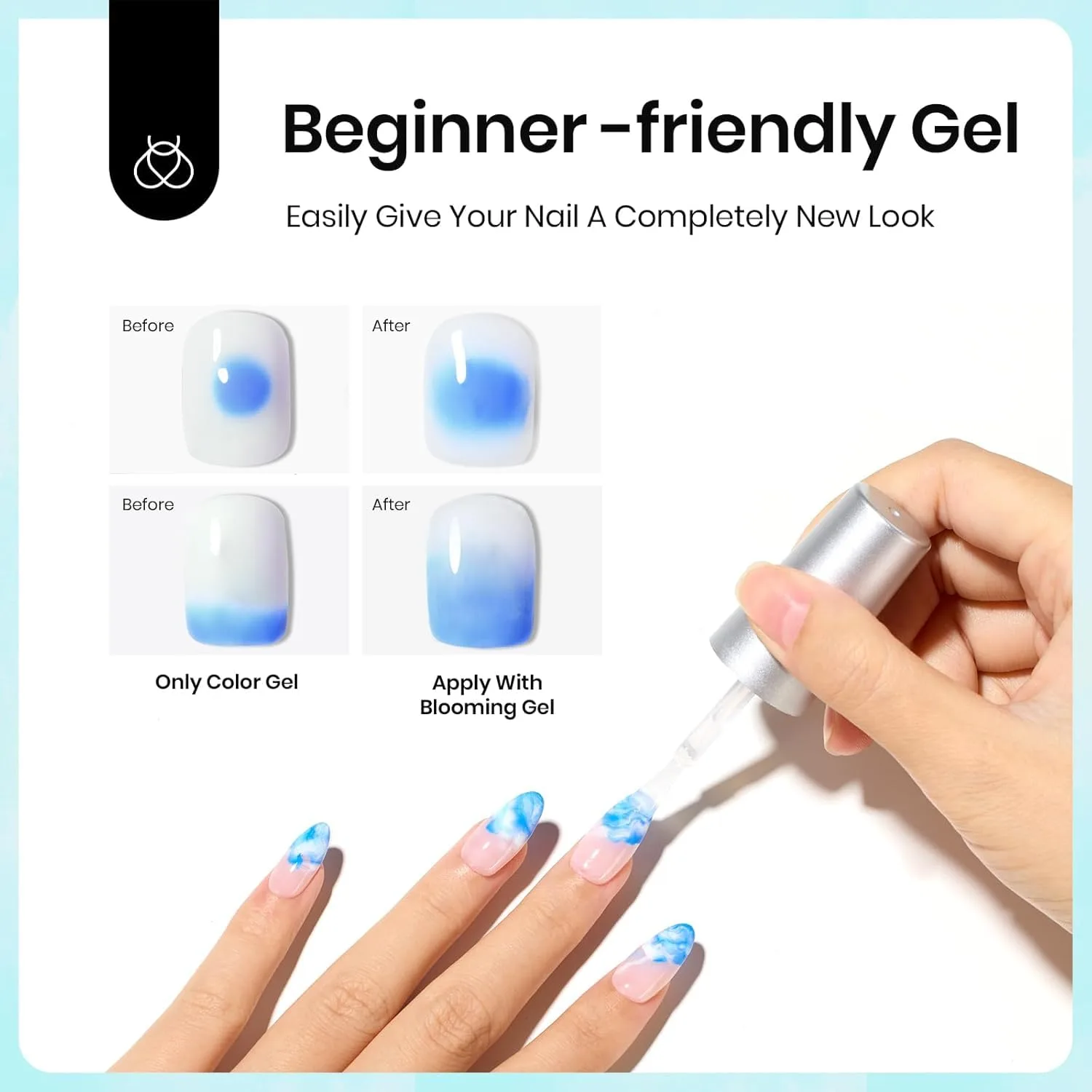 Beetles Blooming Gel Nail Polish HEMA Free with Nail Brush 1 Pcs 20ml