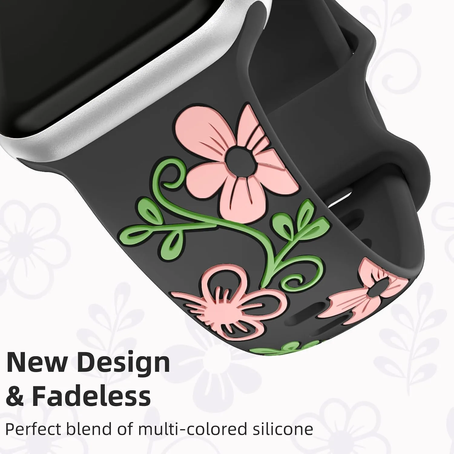 Witzon Floral Silicone Band Compatible with Apple Watch Bands For Women