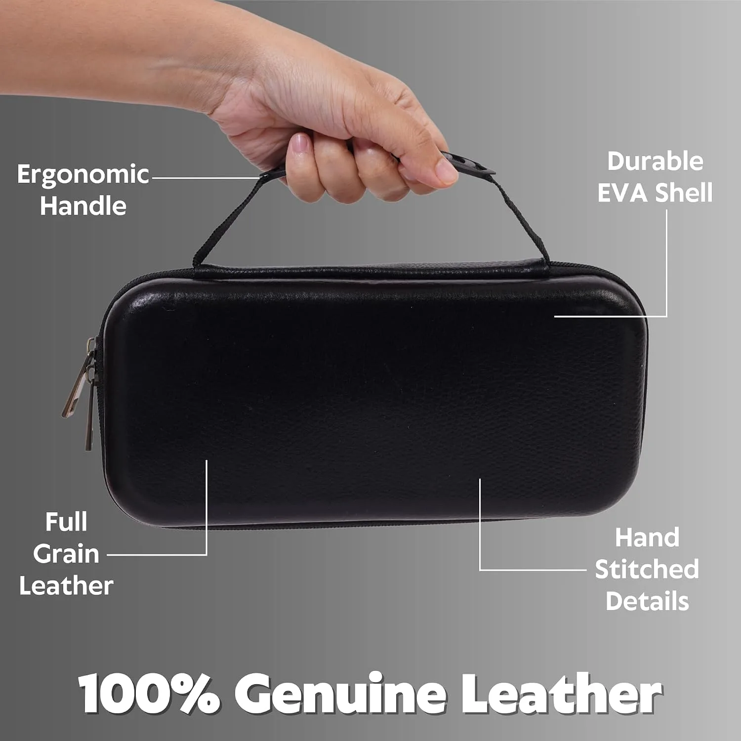 DreamController Limited Edition Genuine Leather Hard Shell Travel Case for Nintendo Switch with 10 Gamecard Slot with Back Protective Dockable Case, 2 Cover, 4 Thumbstick Cap & Screen Protector