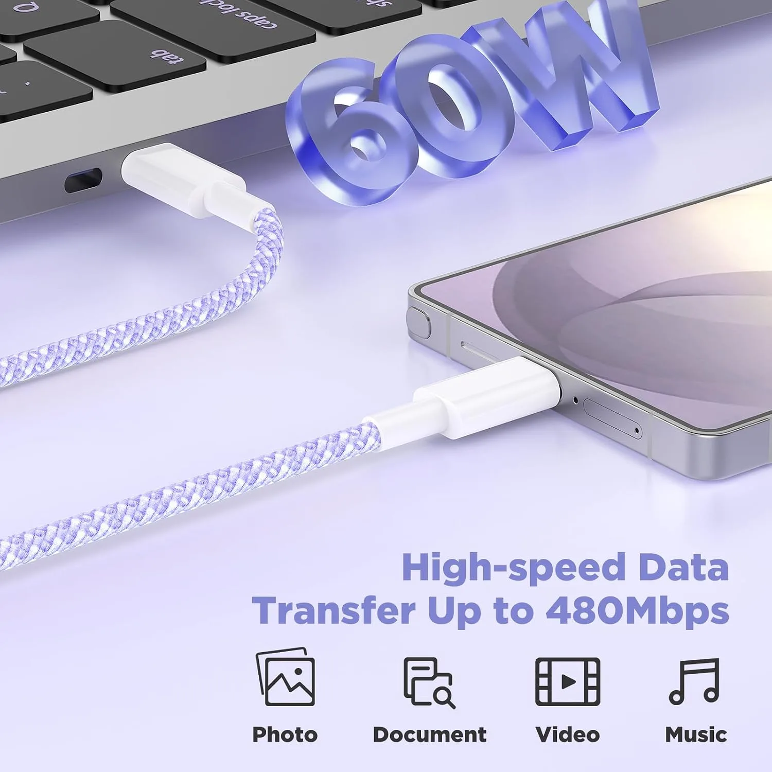 Hzevn 25W USB C Super Fast Charging Charger for Samsung Galaxy Phone, 3Pack Quick Charger Block with Braided Long USB C to C Cables (6/6/10ft) for Samsung Galaxy S25/S24/Plus/Ultra, Android/iPhone 17