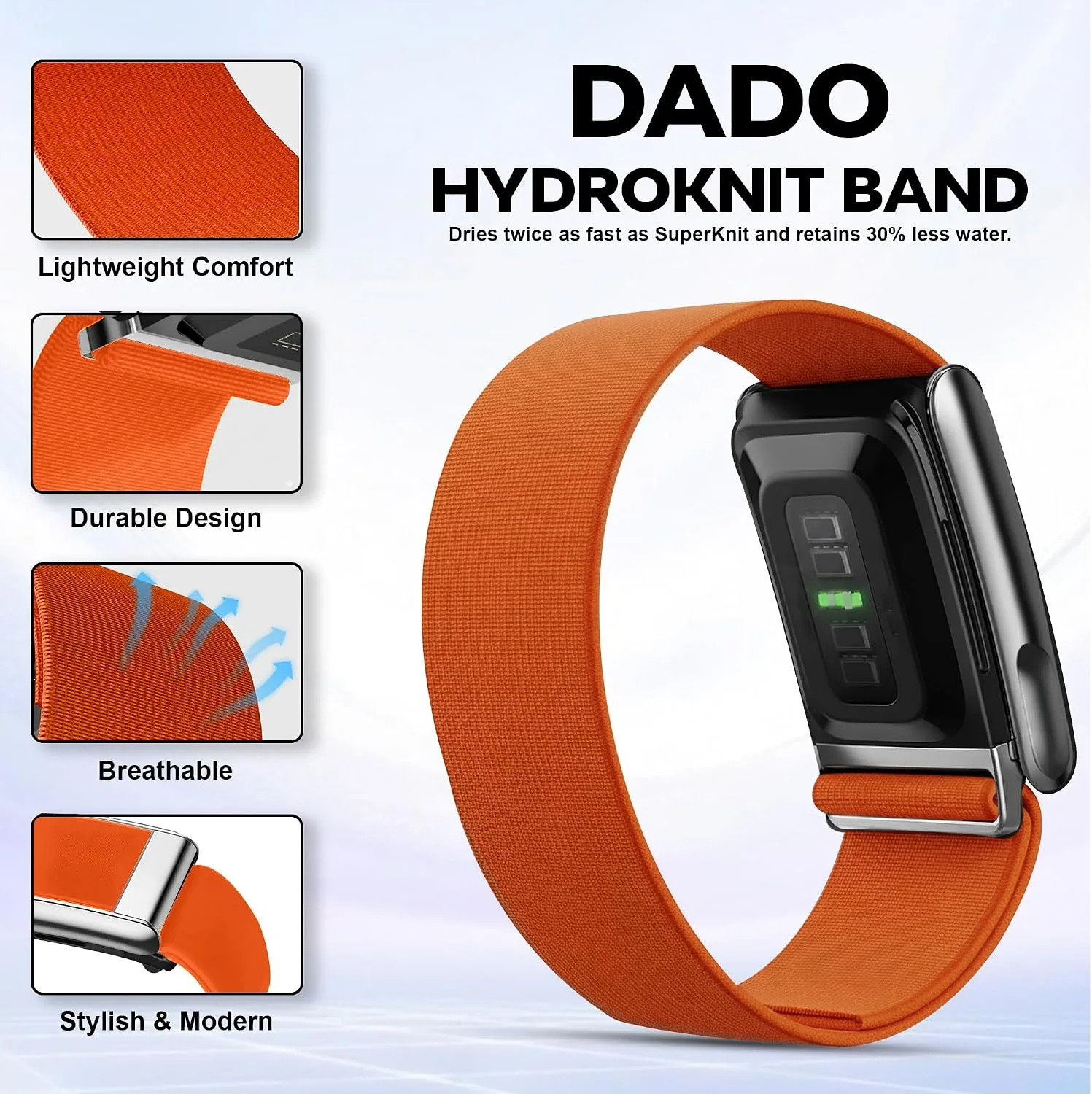 DADO HydroKnit Waterproof Nylon Sport Band Compatible with WHOOP 5.0, One, Peak, and Life | Elastic, Fast-Drying, Water-Resistant, and Comfortable Strap for Active Lifestyles
