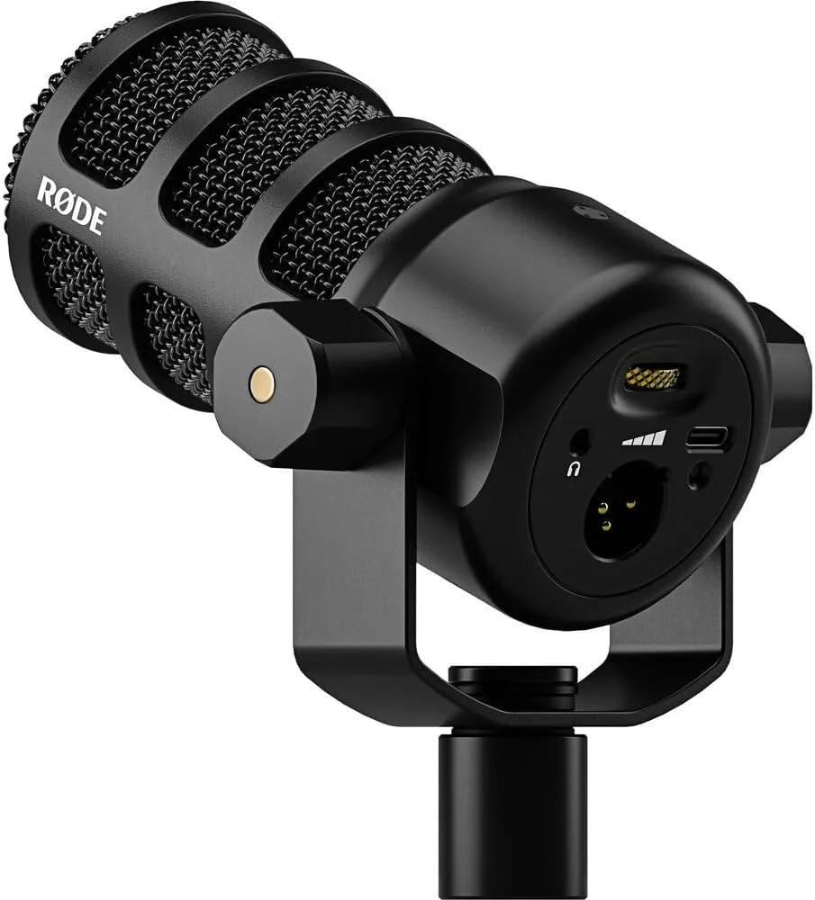 Rode PodMic USB and XLR Dynamic Podcasting Microphone | Black Bundle with Pop Filter + Desktop Microphone Stand + XLR Cable + Cleaning Cloth (5 Item)