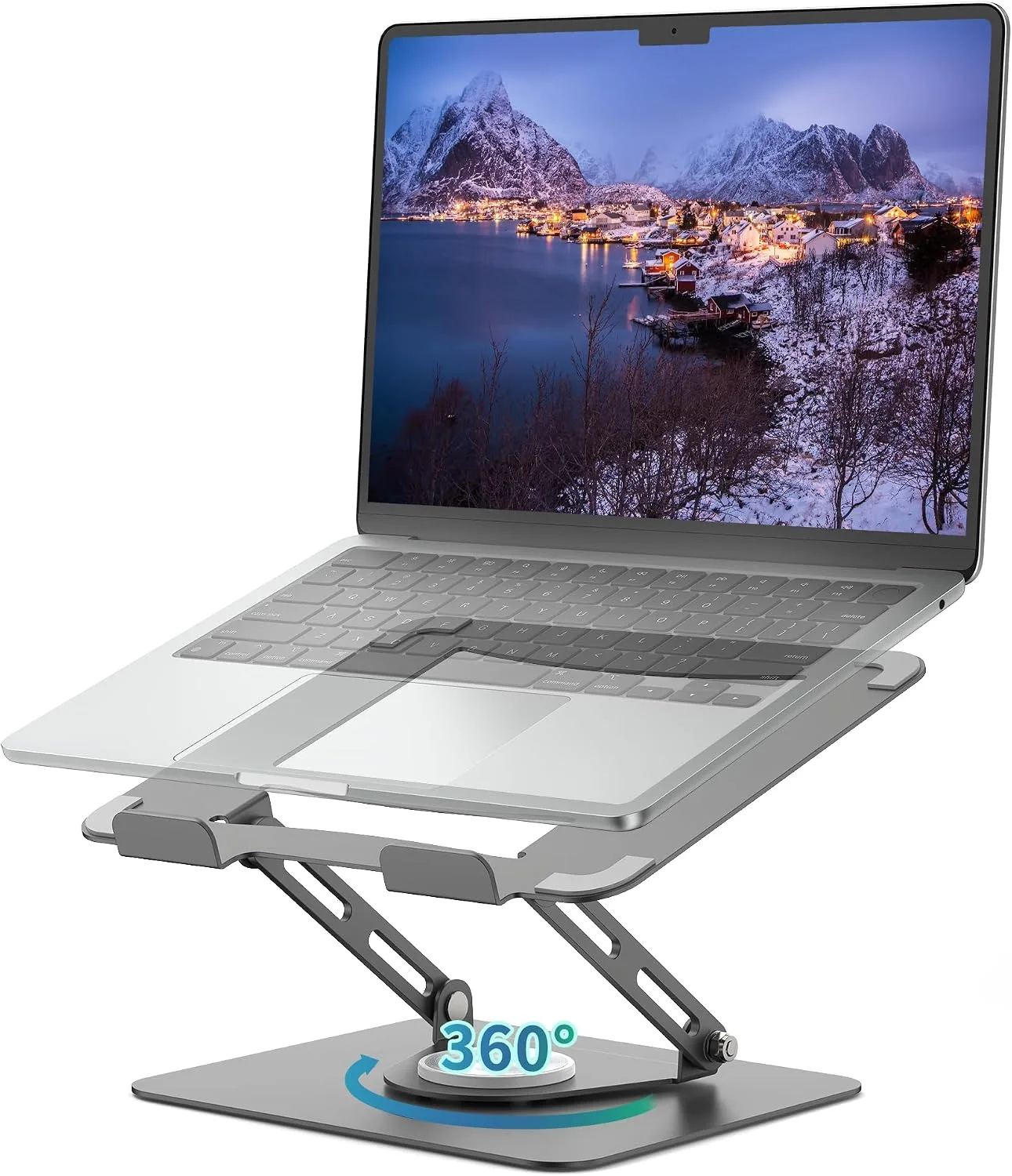 ALASHI 360° Rotating Laptop Stand, Multi-Angle, 10-17", Grey