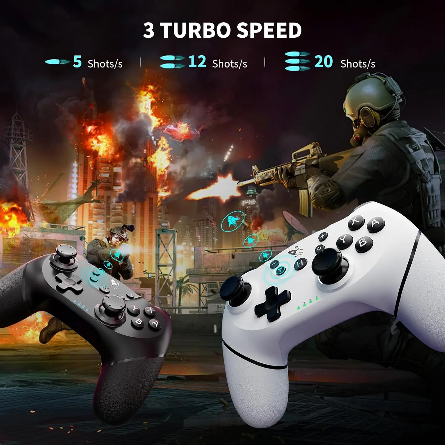AceGamer Wireless Pro Controller for Nintendo Switch/Lite/OLED/Switch 2/PC, 2 pack, Hall Effect Joystick for Switch 2 Pro Controller with Wake-Up/Dual Vibration/Turbo/Ergonomic ! (Black&White)