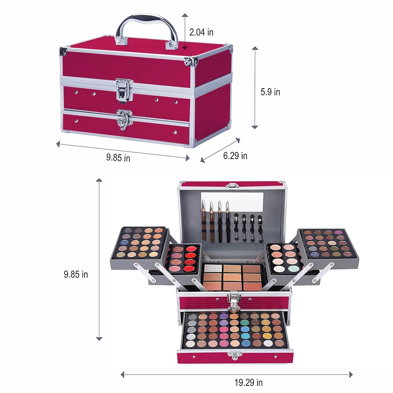 132 Color All In One Makeup Kit,Professional Makeup Case,Makeup Set for Teen Girls,Makeup Palette,Multicolor Eyeshadow Kit (Pink) pink