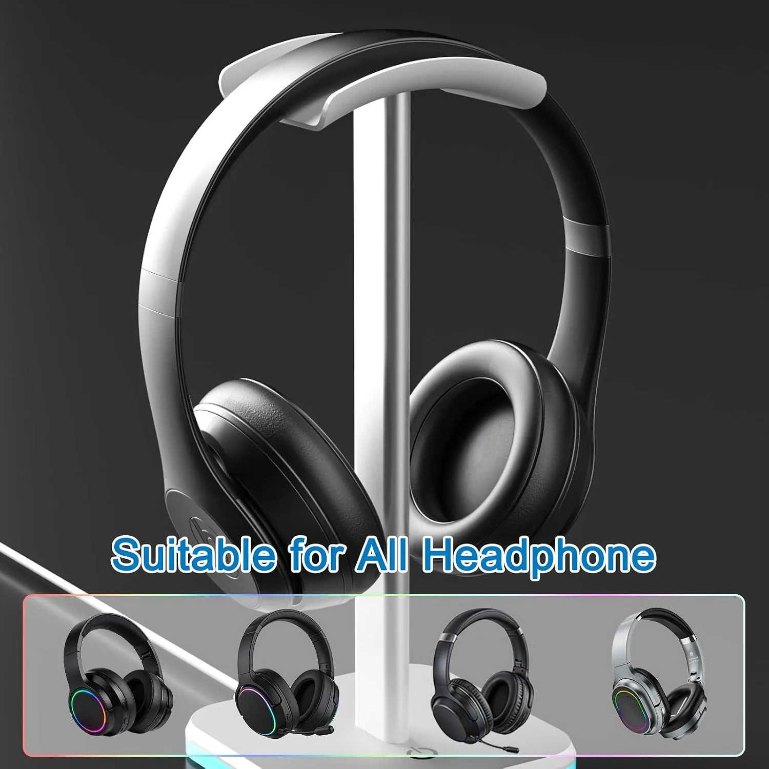 Headphone Stand for Desk - Headset Stand Headphone Holder (RGB-White)