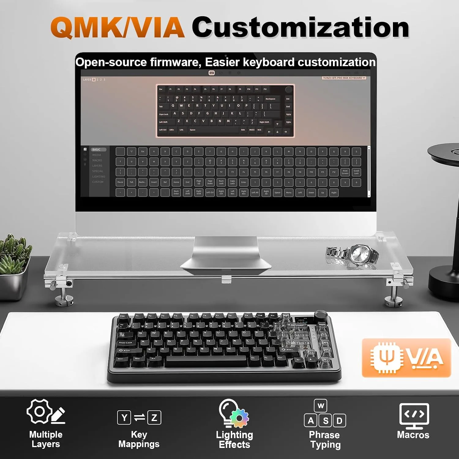 YUNZII B75 PRO MAX QMK/VIA Wireless Mechanical Keyboard
