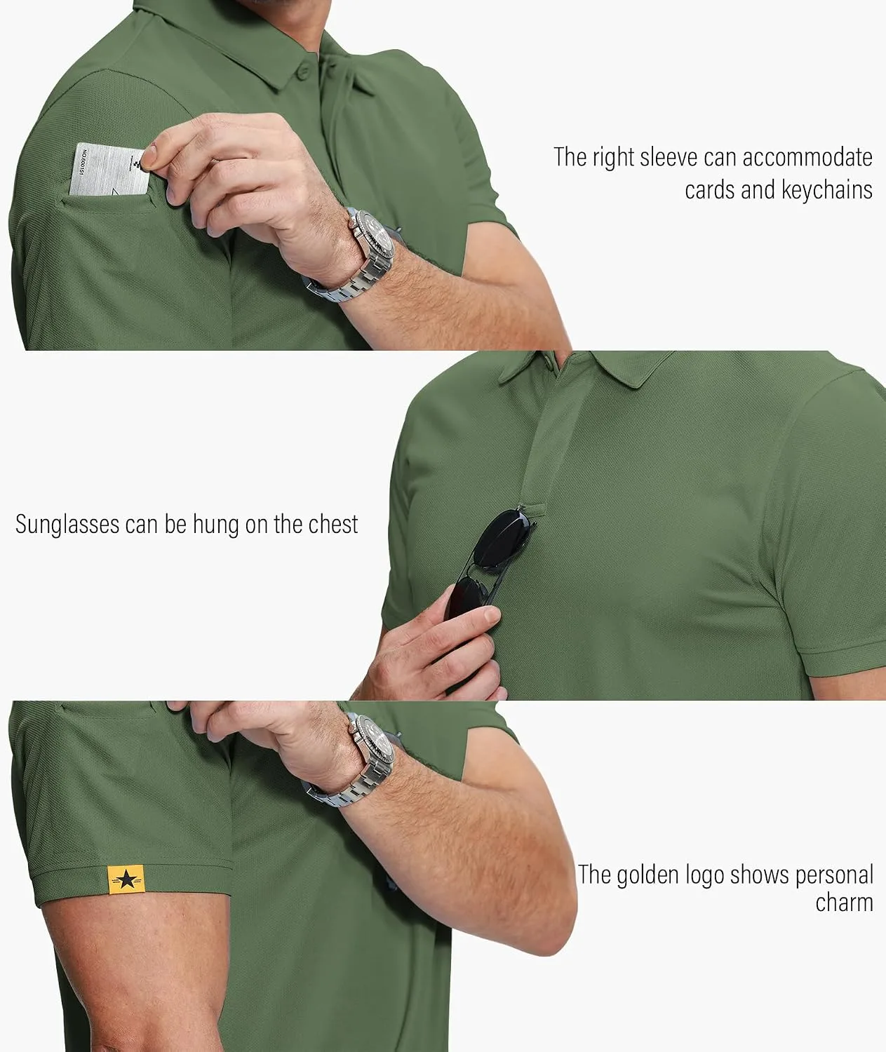 ZITY 5 Pack Mens Polo Shirt Short Sleeve Moisture Wicking Golf T-Shirt