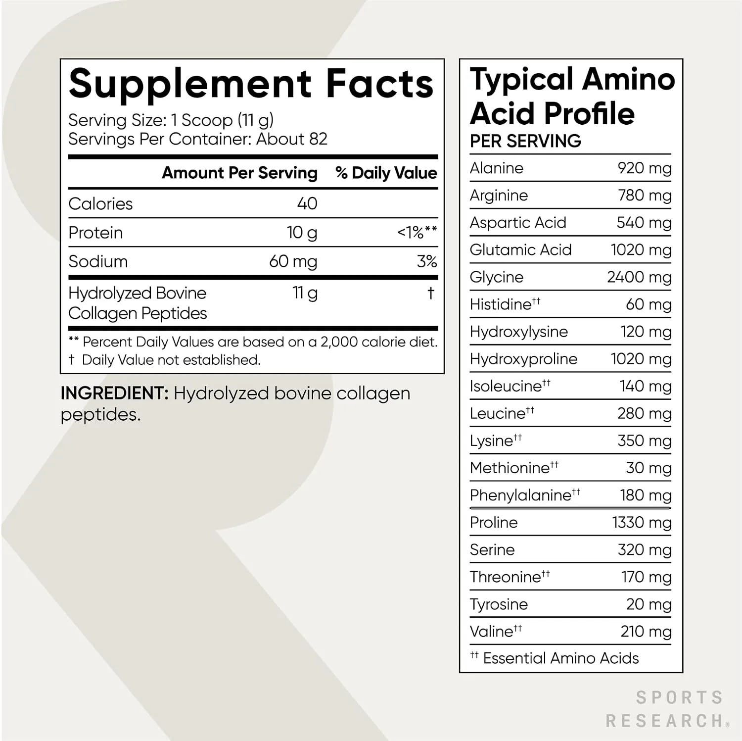 Sports Research® Collagen Peptides Protein Powder, 2lb (Unflavored)