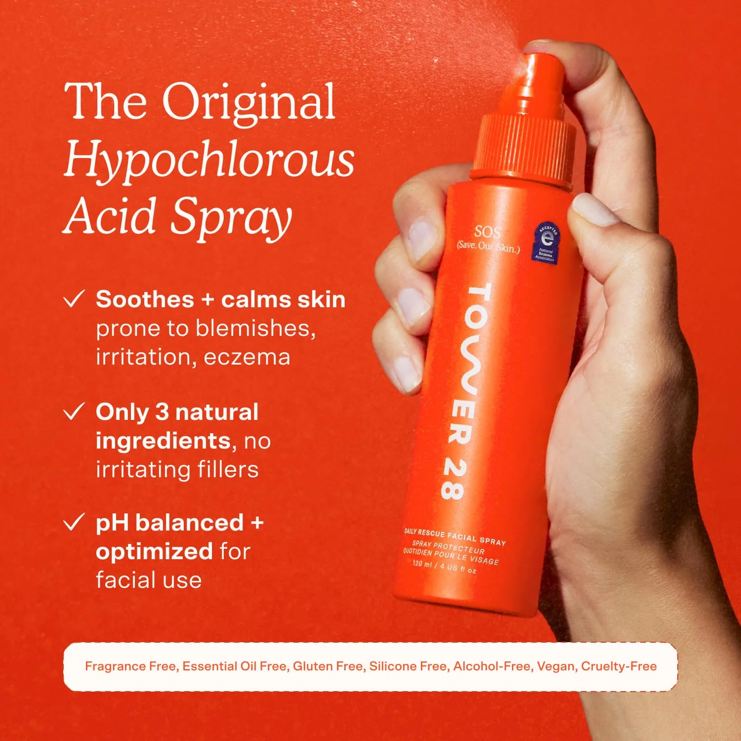 Tower 28 SOS Hypochlorous Acid Spray, Everyday Skin Care Mist (4 oz)