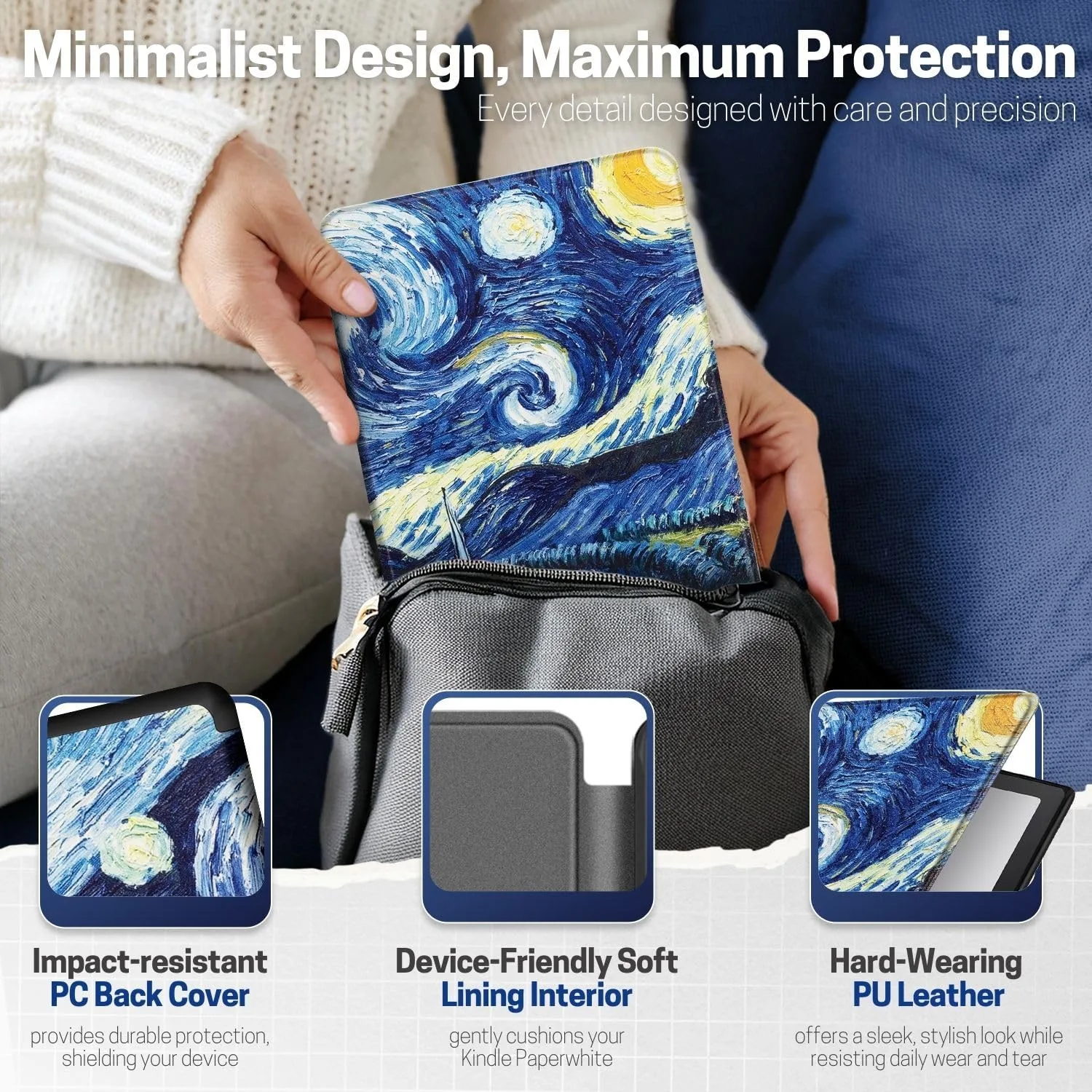 TNP Kindle Paperwhite 12th Gen Case, Colorsoft 7-Inch Cover, Starry Night
