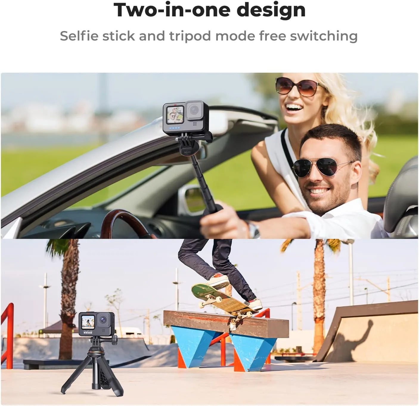 K&F CONCEPT 33.5cm/13.2" Mini Desktop Selfie Stick Action Camera Tripod