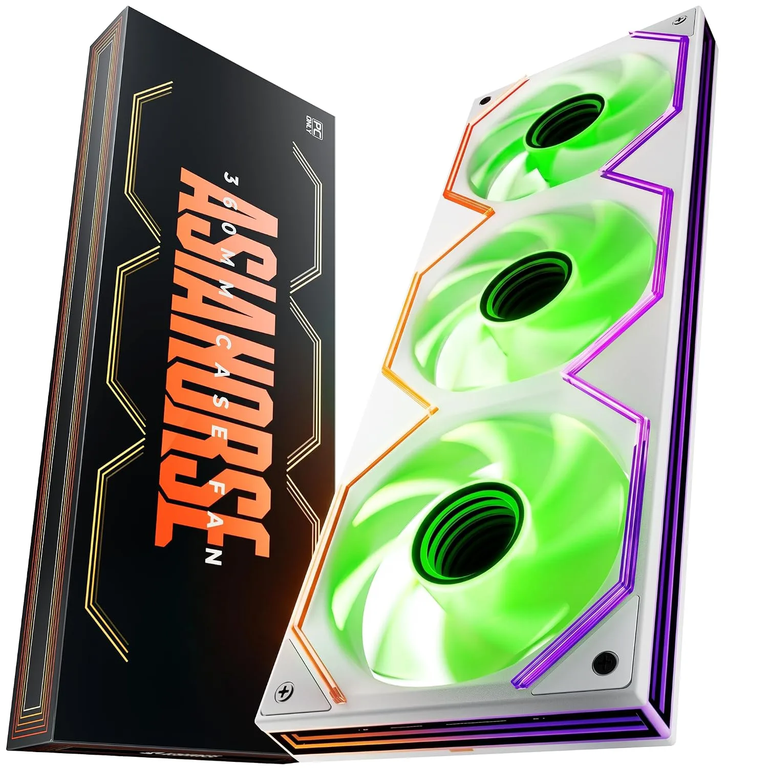 Asiahorse Matrix Pro 360mm Integrated ARGB Case Fan, 3-Zone Controlled 3D Curved Infinite Mirror Light, Low Resistance 2-Support Frame Hydraulic PWM Fan for 360mm PC Liquid Cooling & Gaming Chassis