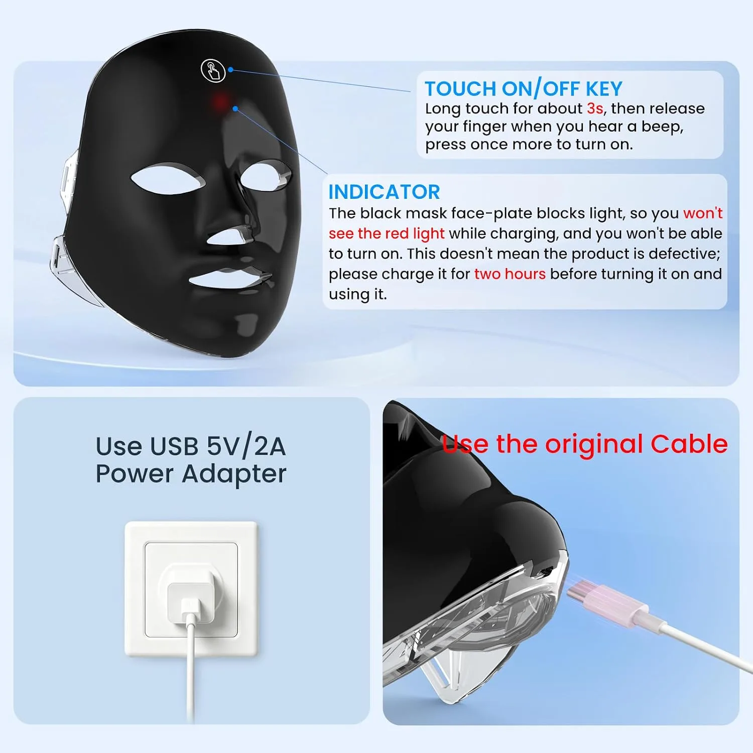 SUERBEATY Red Light Mask For Face, 7-1 Colors Red Light Face Mask