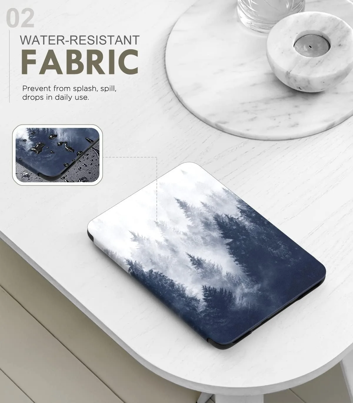 MoKo Case Fits 6" Kindle Basic 11th Generation 2024/2022, Gray Forest