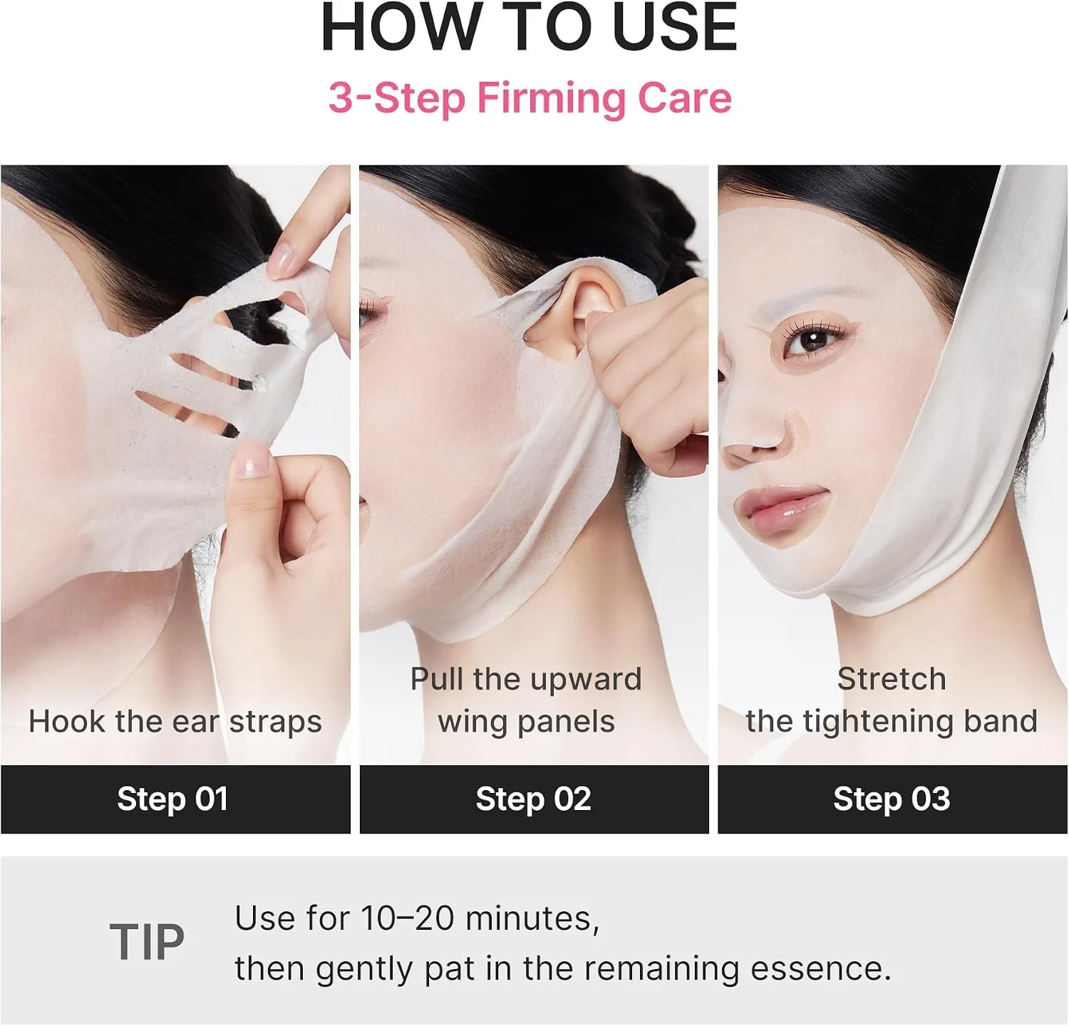 medicube PDRN Pink Tension Up Sheet Mask - 3-Step Contouring Mask