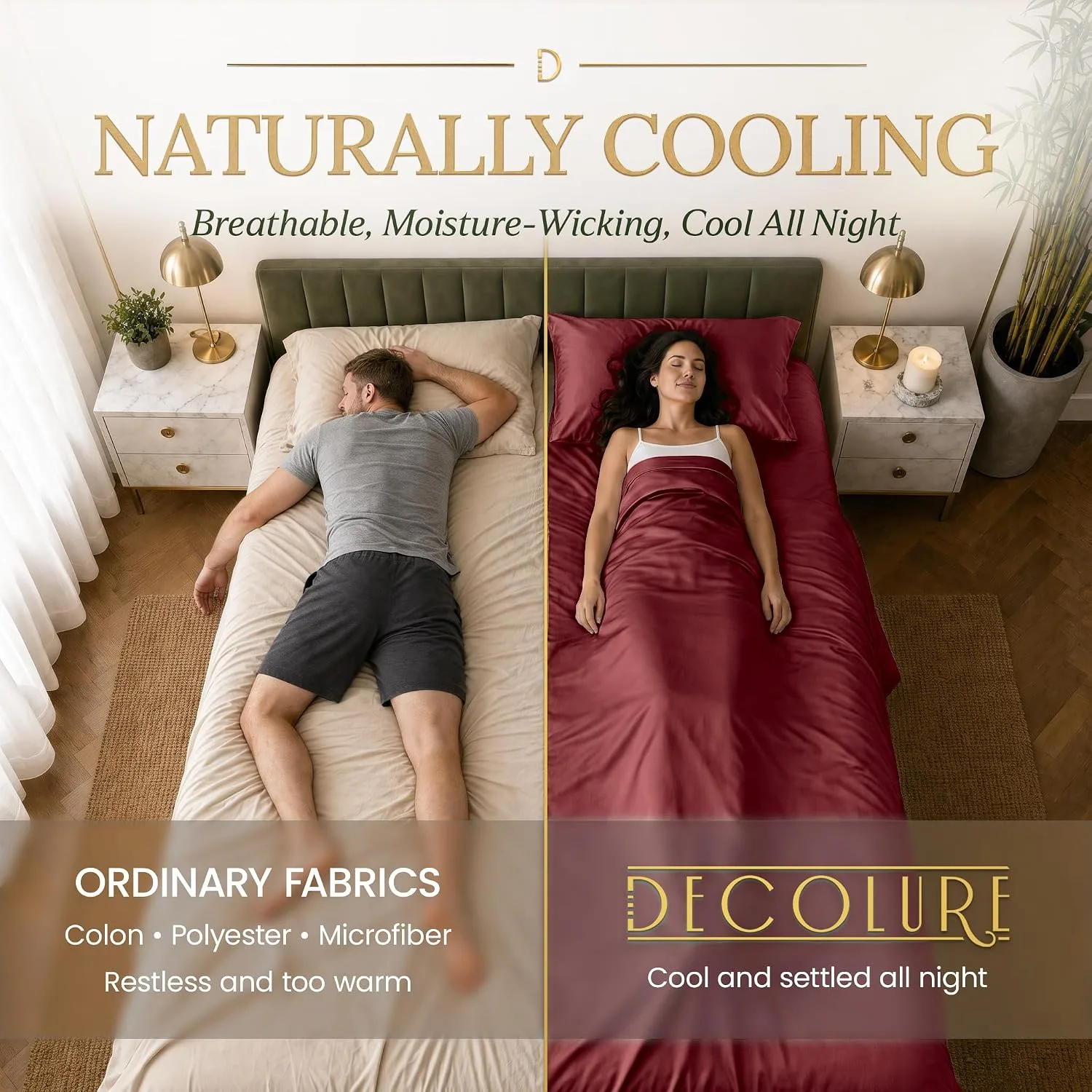 DECOLURE 100% Viscose from Bamboo Sheets King Size | 6 Pc Cooling Bed Set