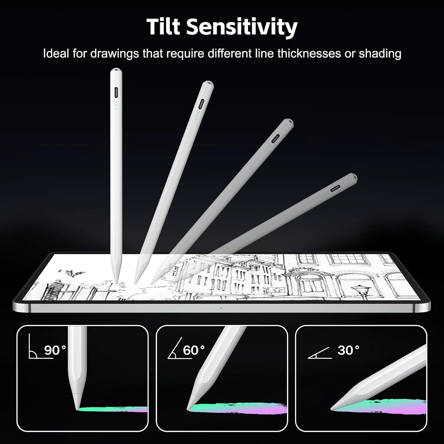 Stylus Pen for iPad 2026-2018 with 13mins Fast Charge,Tilt Sensitivity