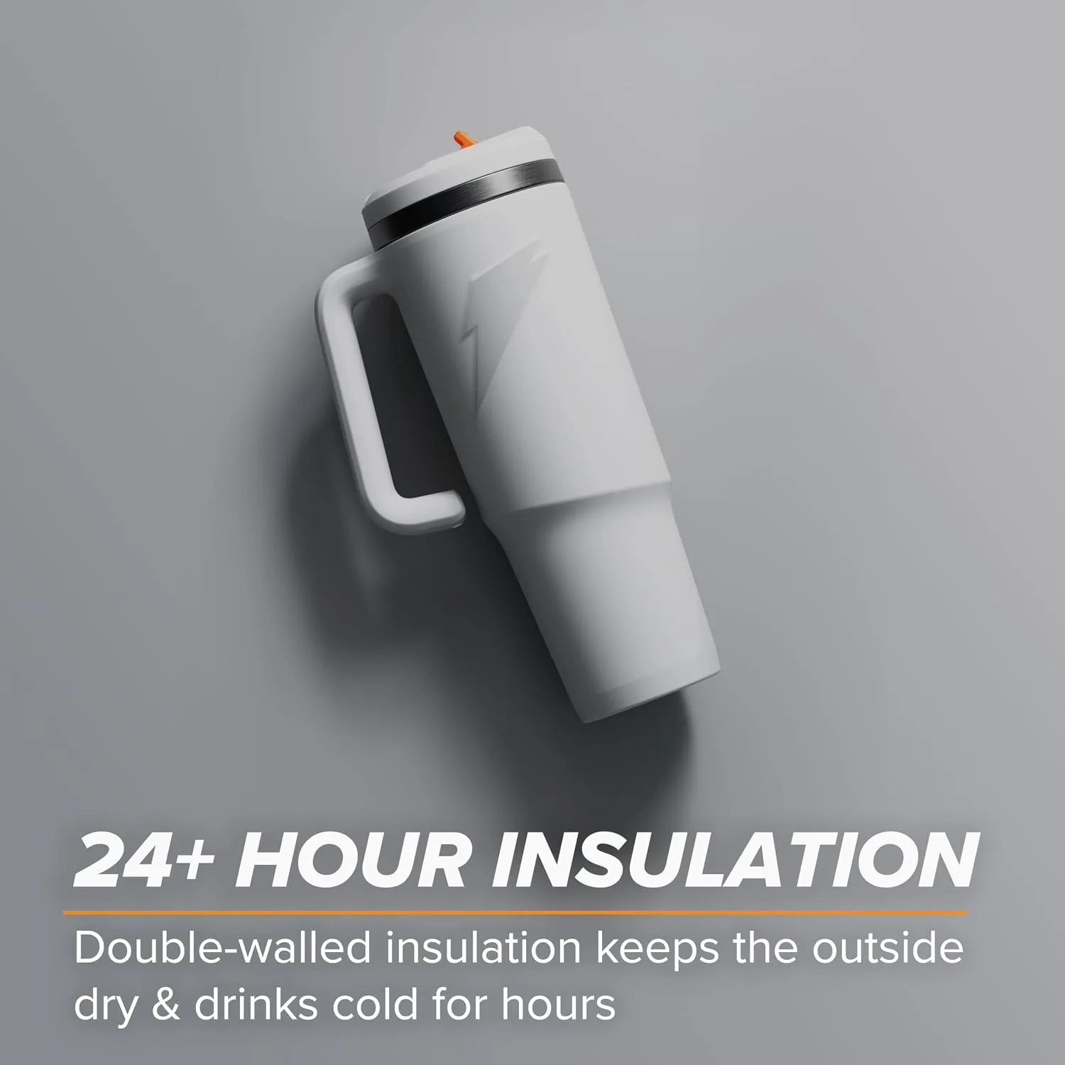 Gatorade Crossover Stainless Steel Tumbler Water Bottle, White, Double-Wall Insulation, 36 fl oz