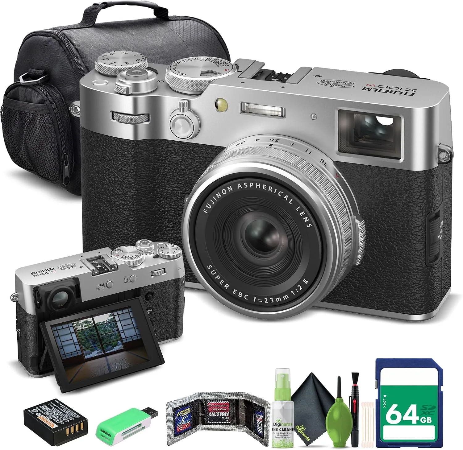 FUJIFILM X100VI Point & Shoot Camera (Black) & Case (16821913) Bundle