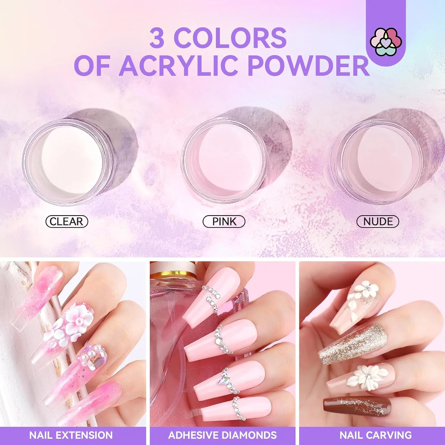 SAVILAND Acrylic Nail Kit for Beginners with Everything, Clear Nudes Pink