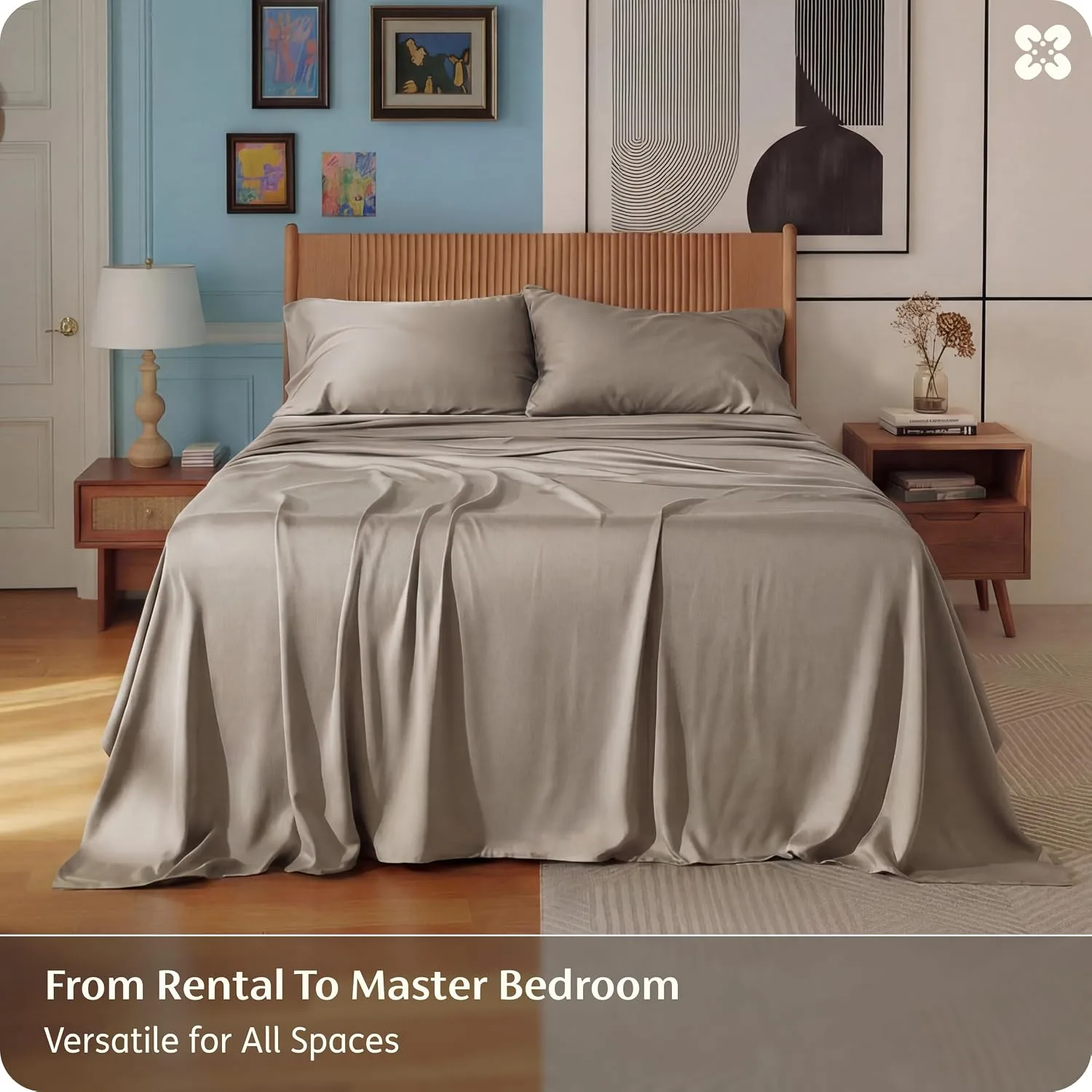 Bedsure PureWoven 100% Rayon Derived from Bamboo, Full Size Sheets, 4 PCS