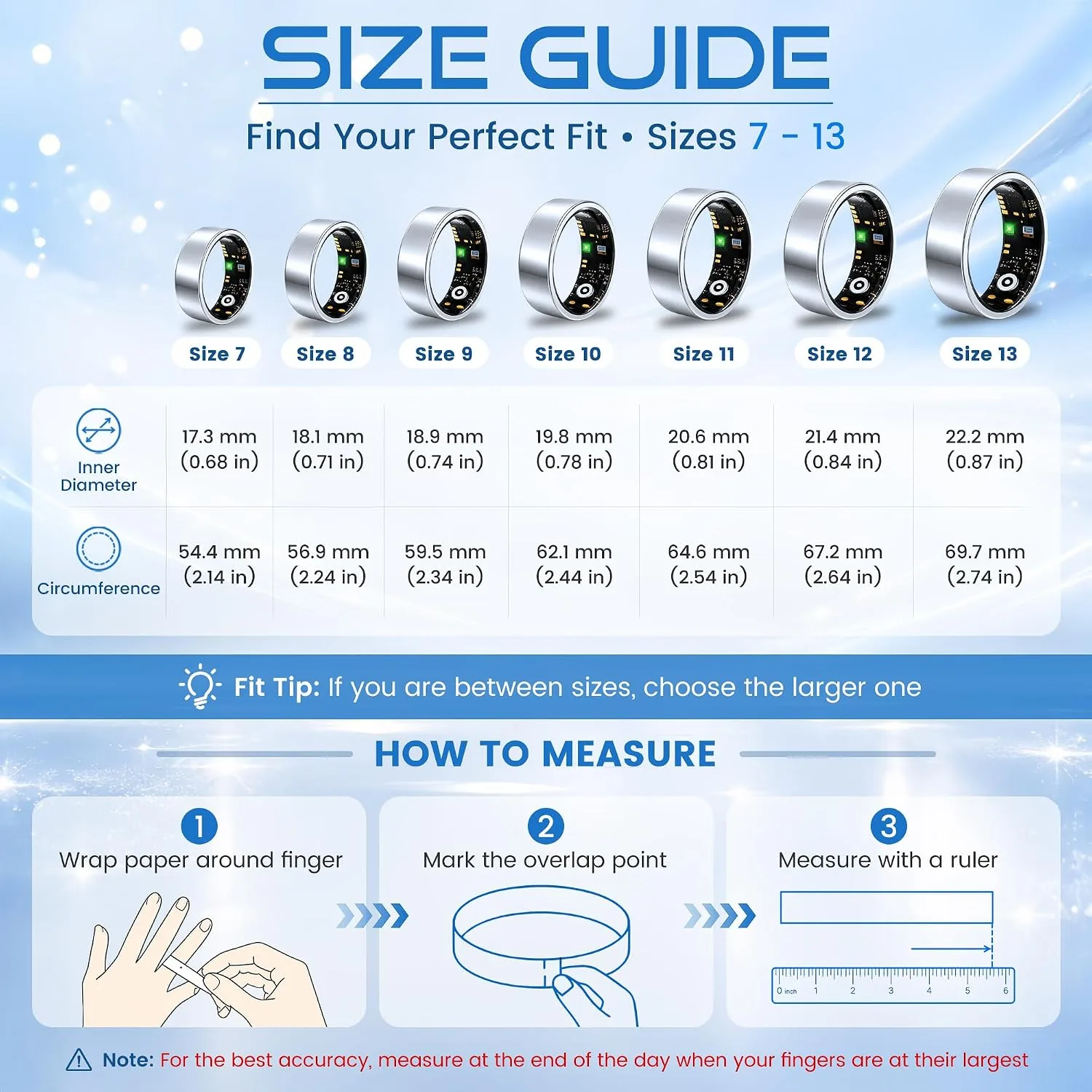Smart Ring for Women & Men, Sleep and Fitness Tracker (Silver, 6)