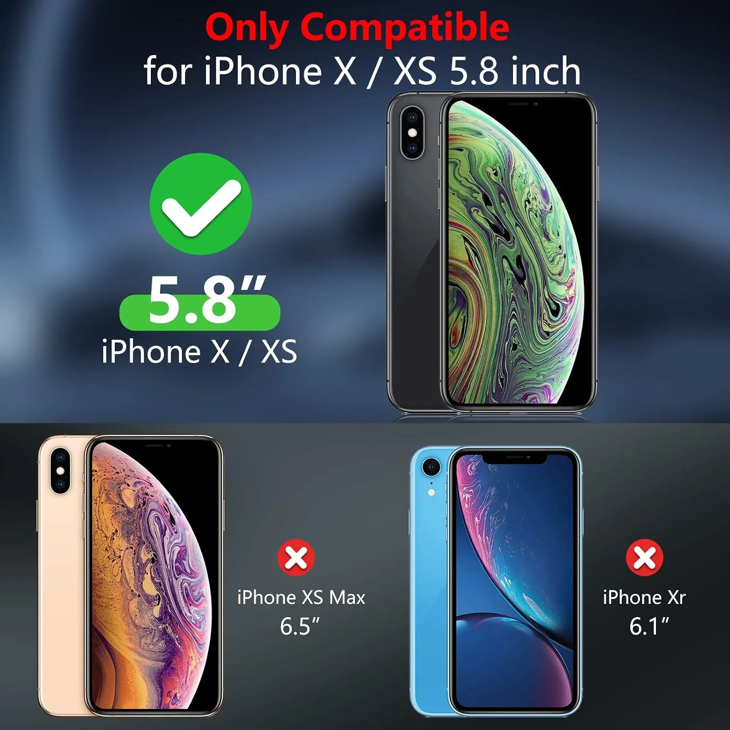 SPIDERCASE for iPhone X Case/iPhone Xs Case, [Shockproof][Dropproof] [Non-Slip] [2 pcs Tempered Glass Screen Protector] Heavy Duty Phone Case Cover for iPhone X/XS 5.8,(Black)