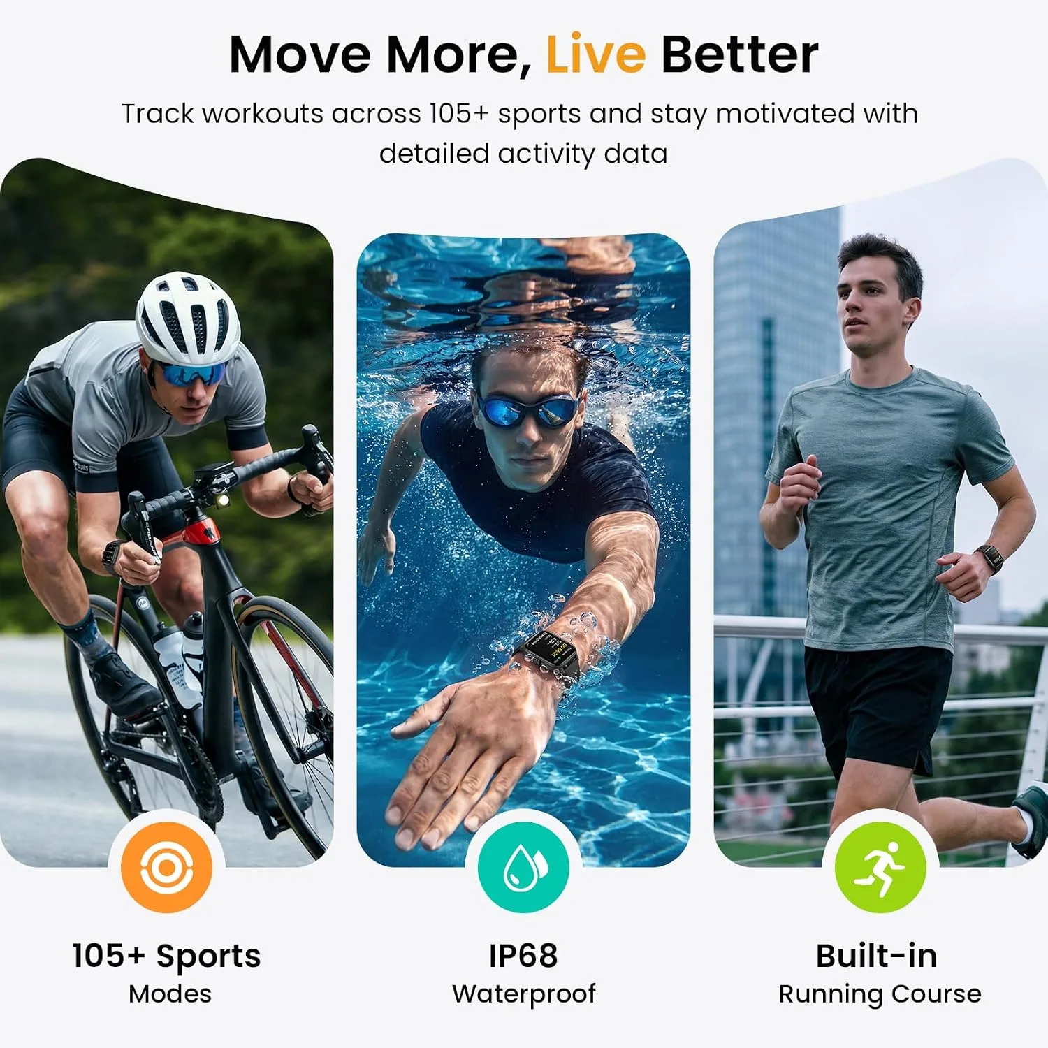 Fitpolo Smart Watches for Men Android & iPhone, Alexa Built-in [1.8" HD Screen] IP68 Waterproof Fitness Watch with Bluetooth Call (Answer/Make), Heart Rate/Sleep/SpO2 Monitor, 105+ Sports Tracker