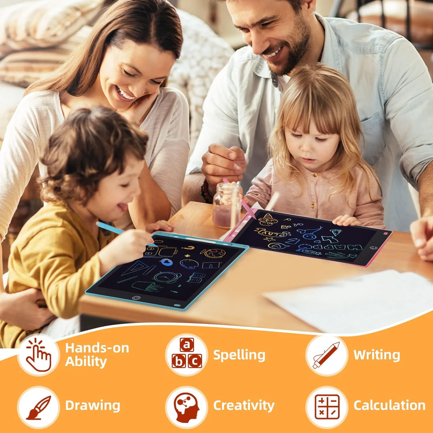 12 Inch LCD Writing Tablet for Kids, 2 Packs Mess Free Coloring for Toddlers Doodle Board Erasable Drawing Pads Birthday Christmas New Year Gift for 3 4 5 6 7 8 Years Old Boys Girls