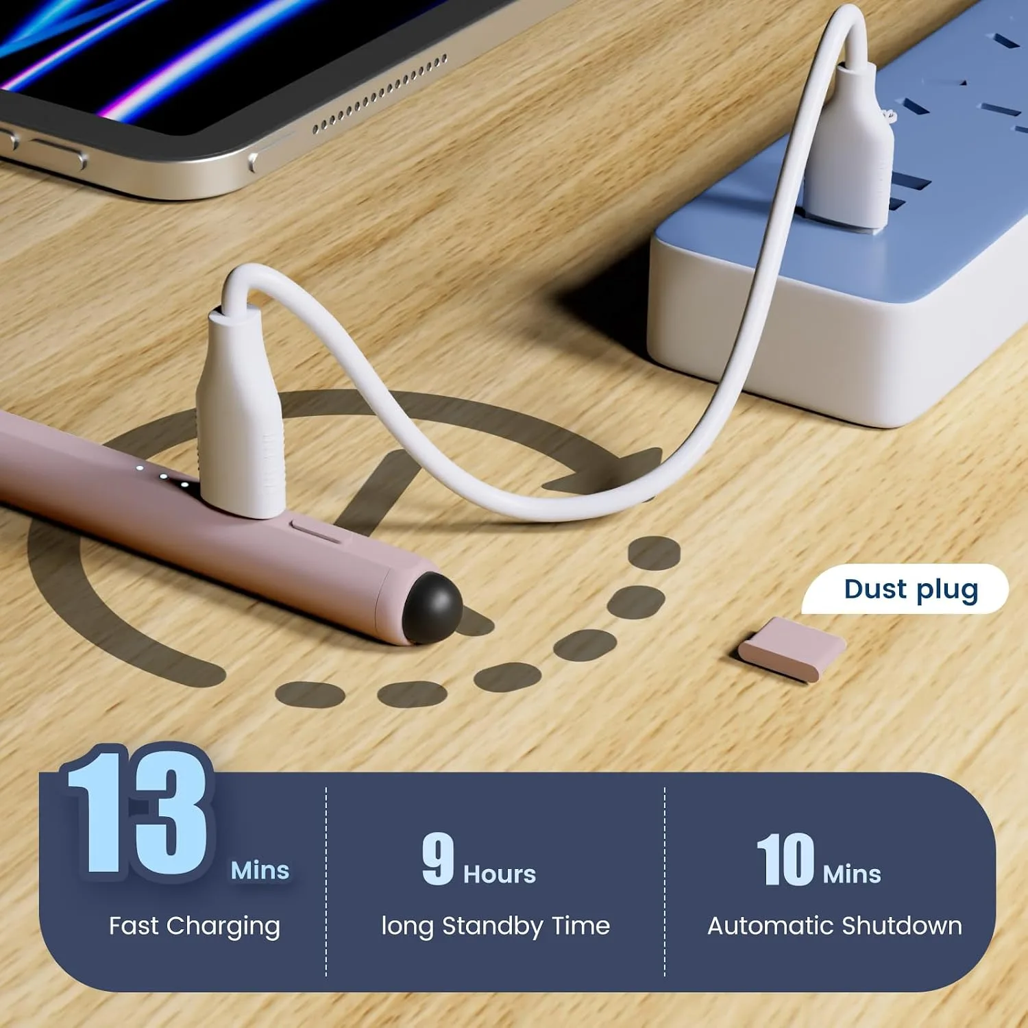 Stylus Pen for iPad, 13 Mins Fast Charge Pencil for Apple iPad Pro Air Mini