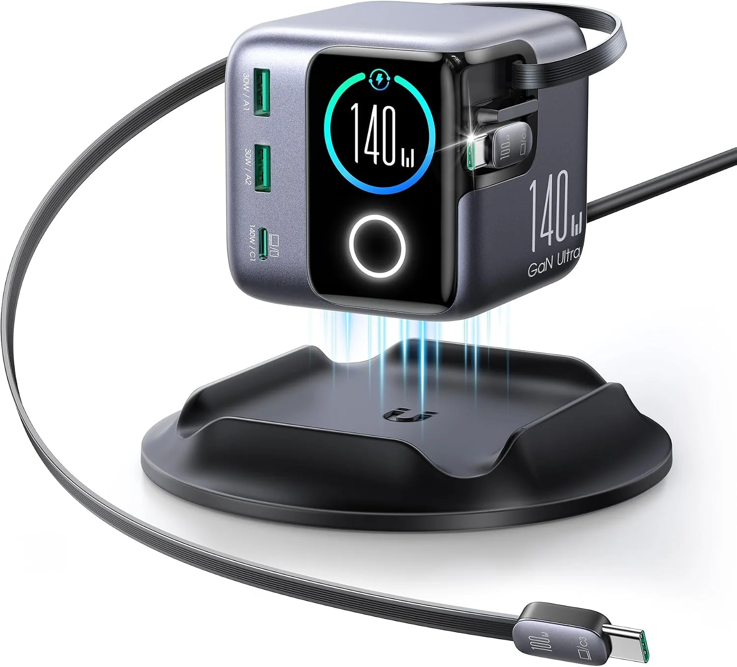 JOYROOM 140W Charging Station, GaN Desktop Charger Retractable Charger