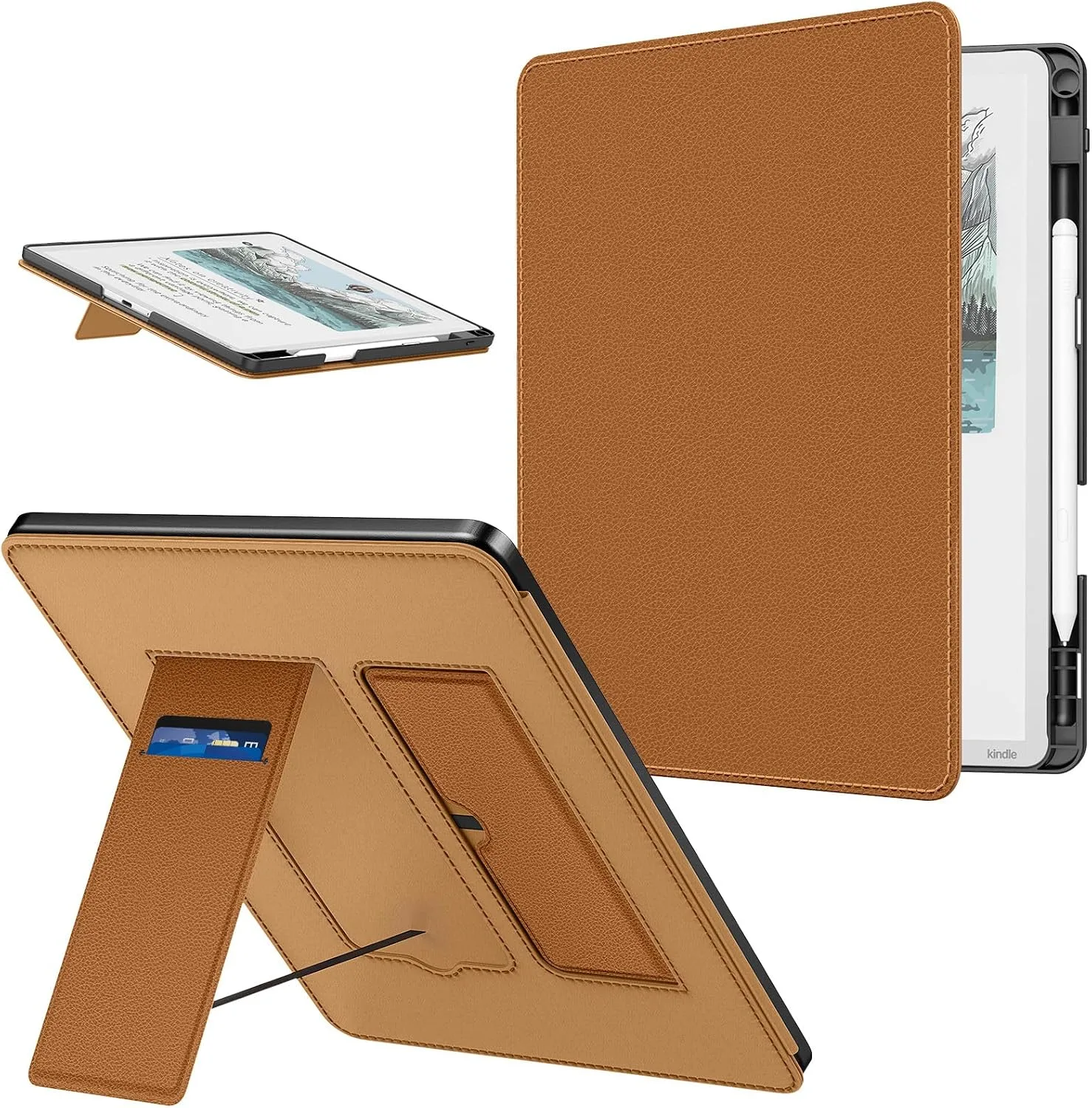 MoKo Stand Case for 11" Kindle Scribe 2025 & Kindle Scribe Colorsoft, Brown
