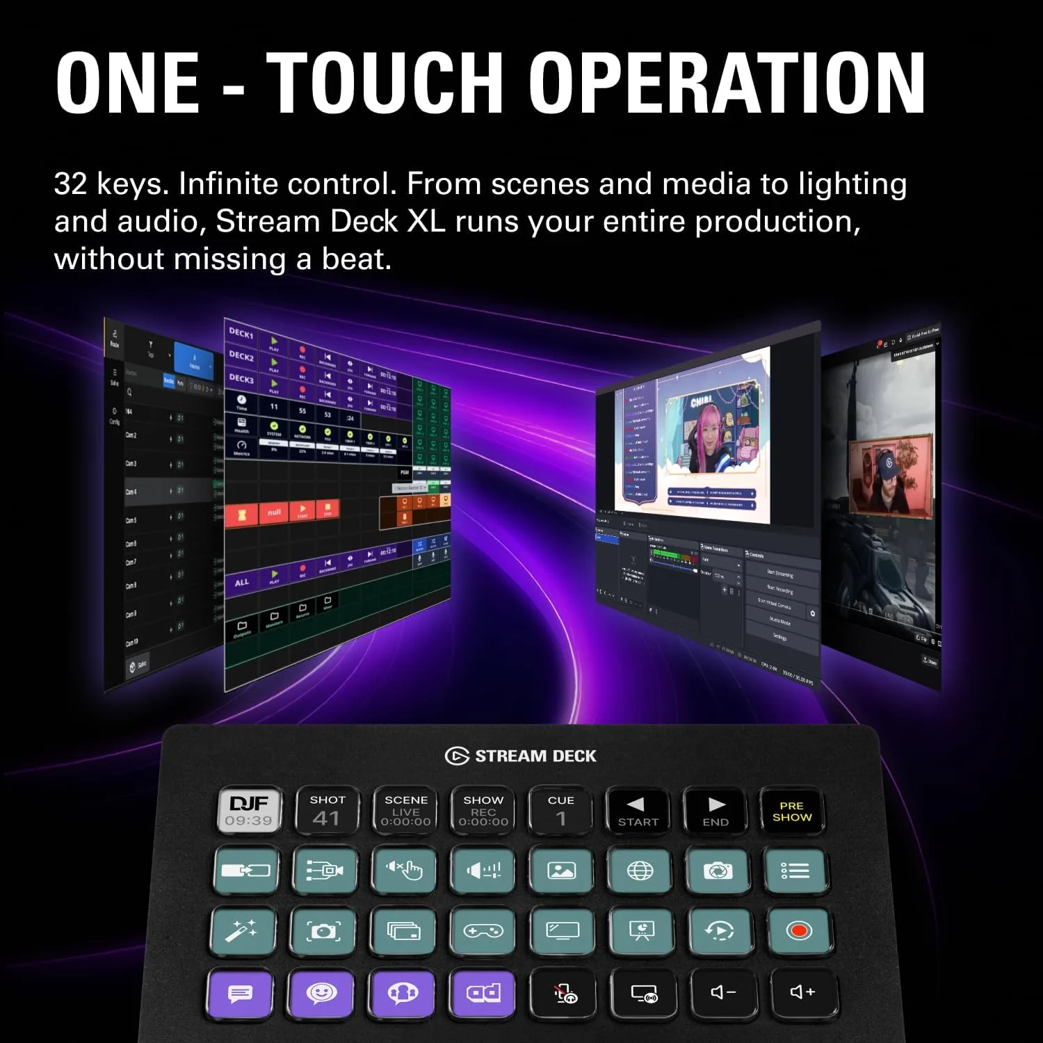 Elgato Stream Deck XL Advanced Studio Controller, 32 Keys